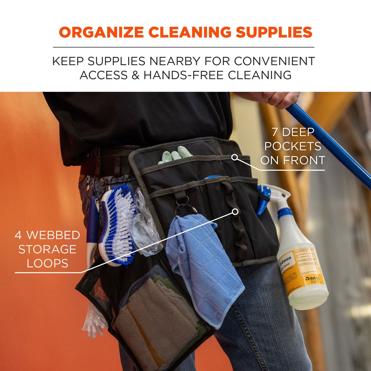 arsenal-5715-cleaning-apron-pouch-with-pockets-10-compartments-11-x-135-nylon-black-ships-in-1-3-business-days_ego13718 - 2