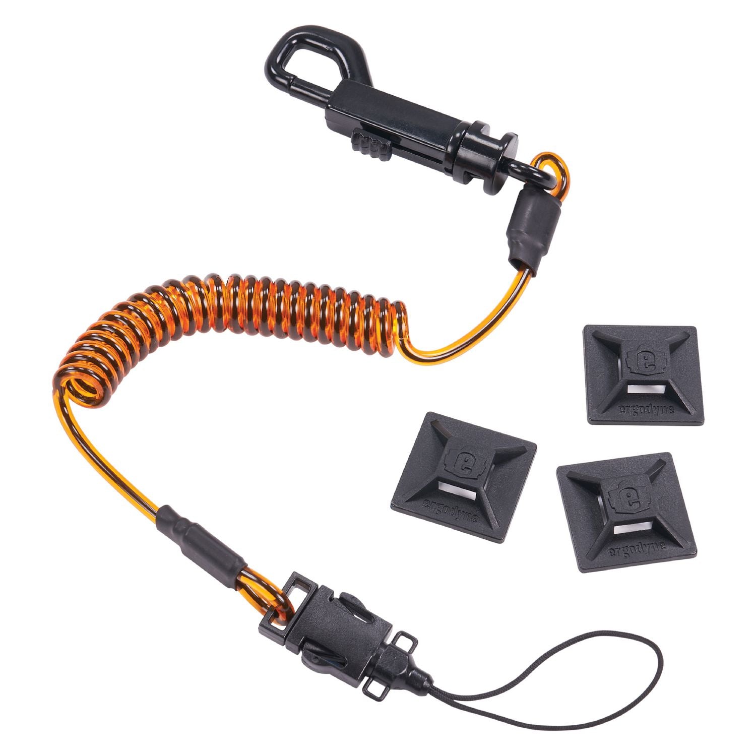 squids-3151-coil-lanyard-swivel-hook-detachable-loop-mini-adhesive-mount-2-lb-max-12-black-orange-ships-in-1-3-bus-days_ego19160 - 1
