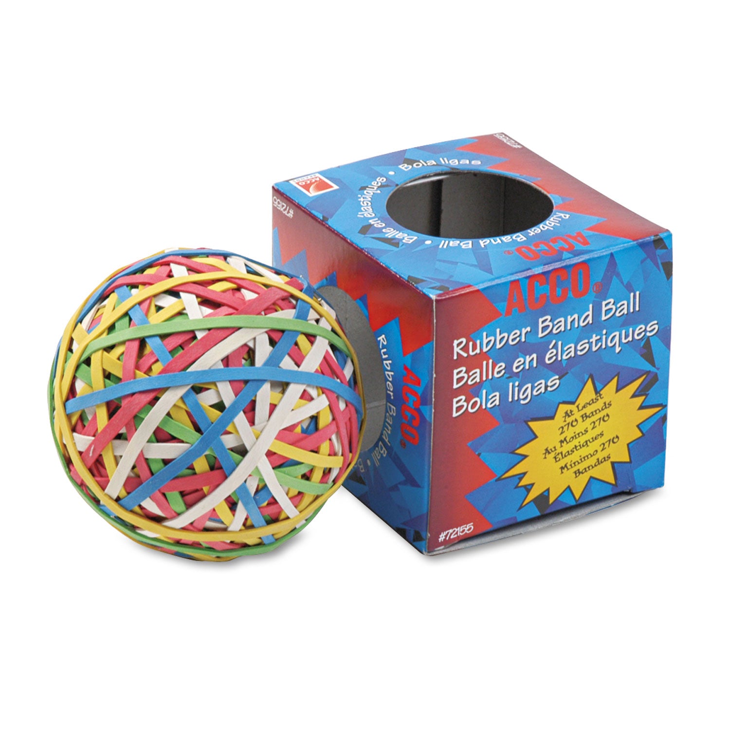 Rubber Band Ball, 3.25" Diameter, Size 34, Assorted Gauges, Assorted Colors, 270/Pack -