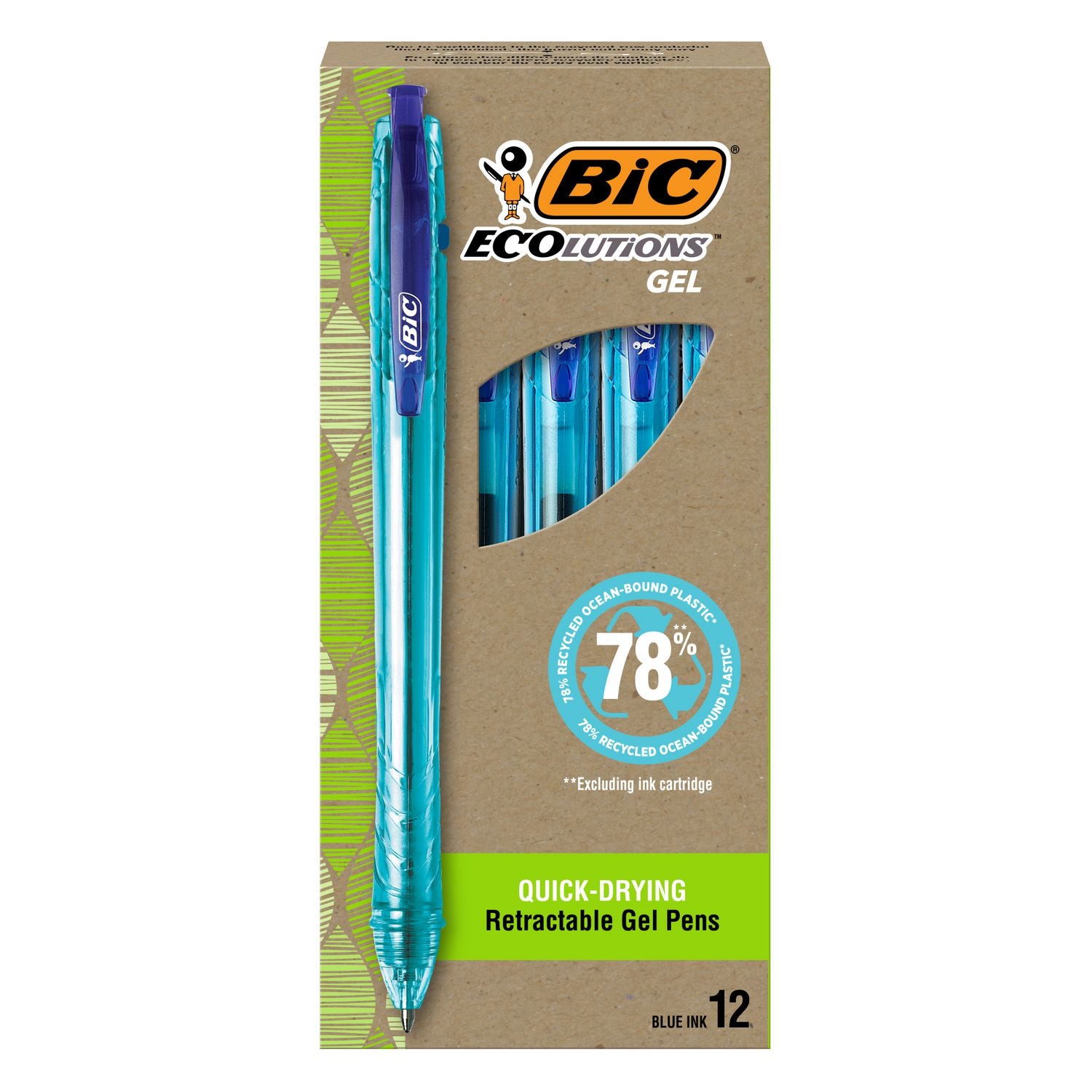 ecolutions-gel-pen-retractable-medium-1-mm-blue-ink-blue-barrel-dozen_bicrgle11be - 1