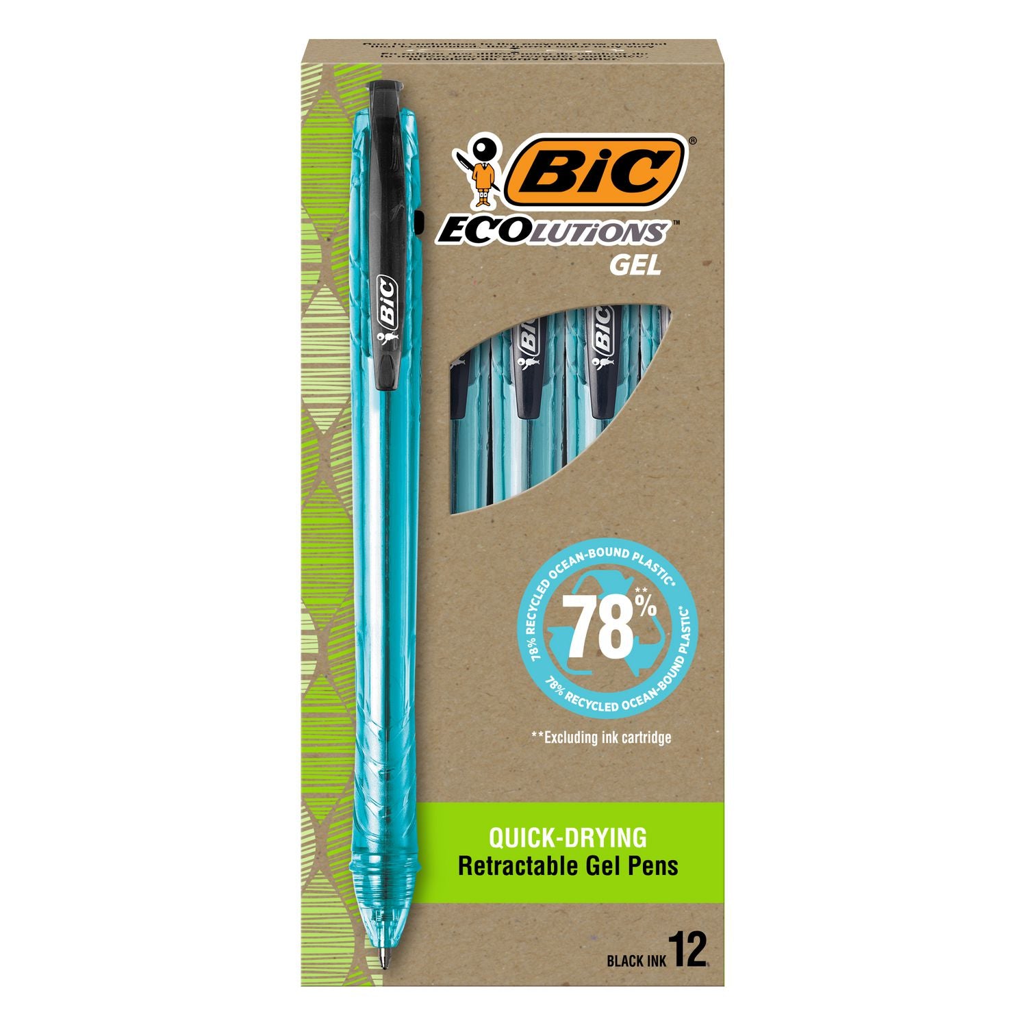 ecolutions-gel-pen-retractable-medium-1-mm-black-ink-blue-barrel-dozen_bicrgle11bk - 1