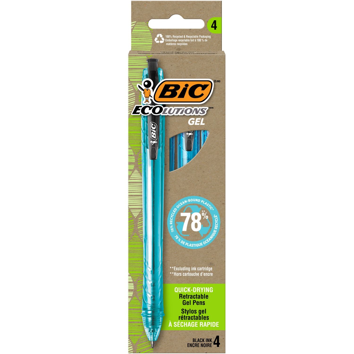 ecolutions-gel-pen-retractable-medium-1-mm-black-ink-blue-barrel-4-pack_bicrgle4bk - 1