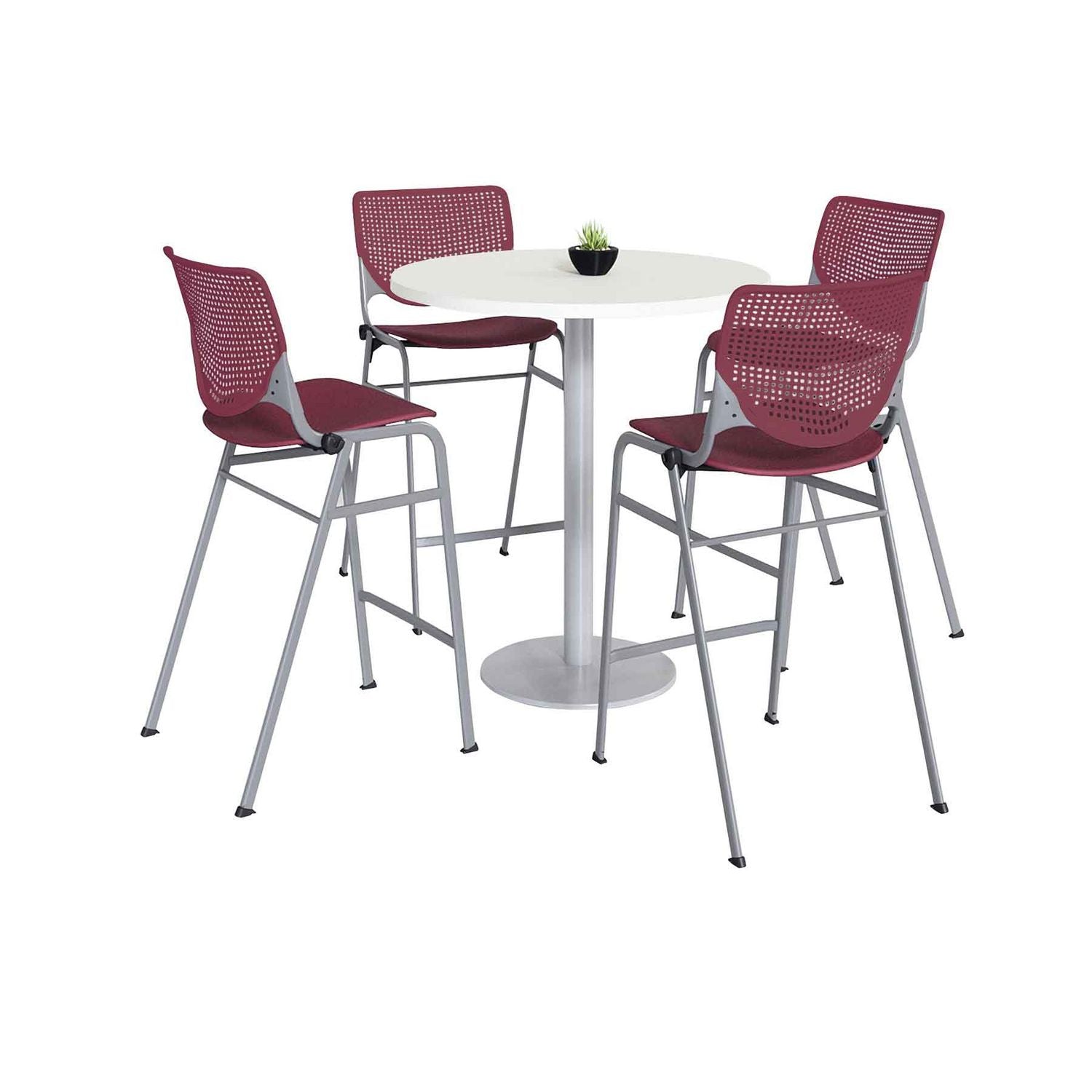 pedestal-bistro-table-with-four-burgundy-kool-series-barstools-round-36-dia-x-41h-designer-white-ships-in-4-6-bus-days_kfi811774037068 - 1