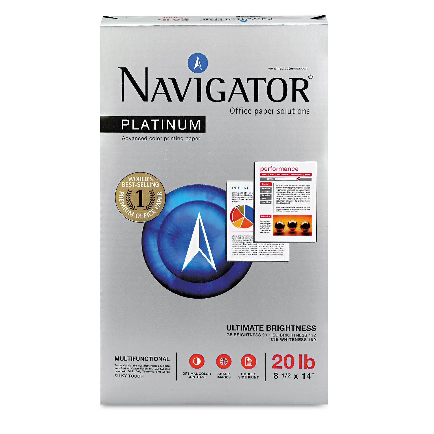 Platinum Paper, 99 Bright, 20 lb Bond Weight, 8.5 x 14, White, 500 Sheets/Ream, 10 Reams/Carton -