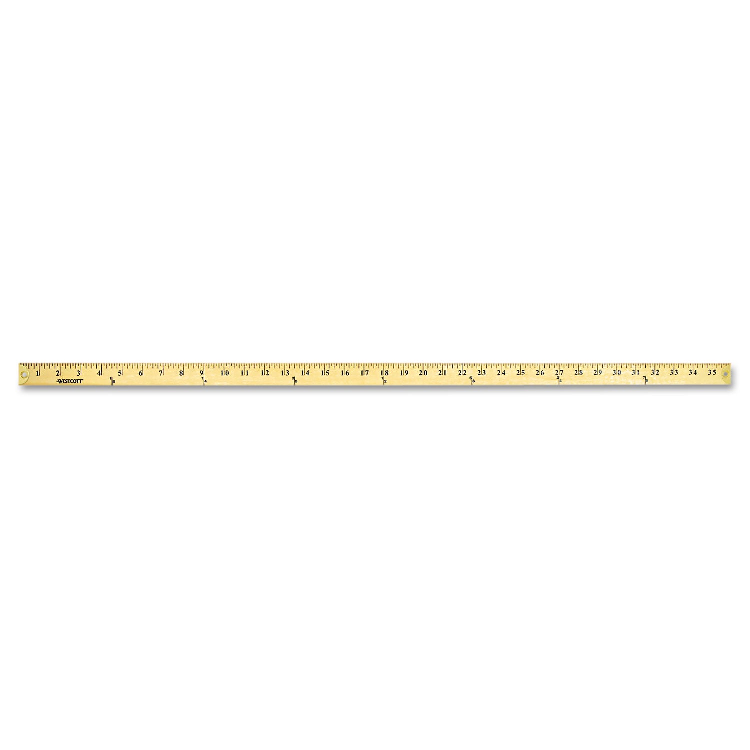 Wood Yardstick with Metal Ends, 36" Long. Clear Lacquer Finish -