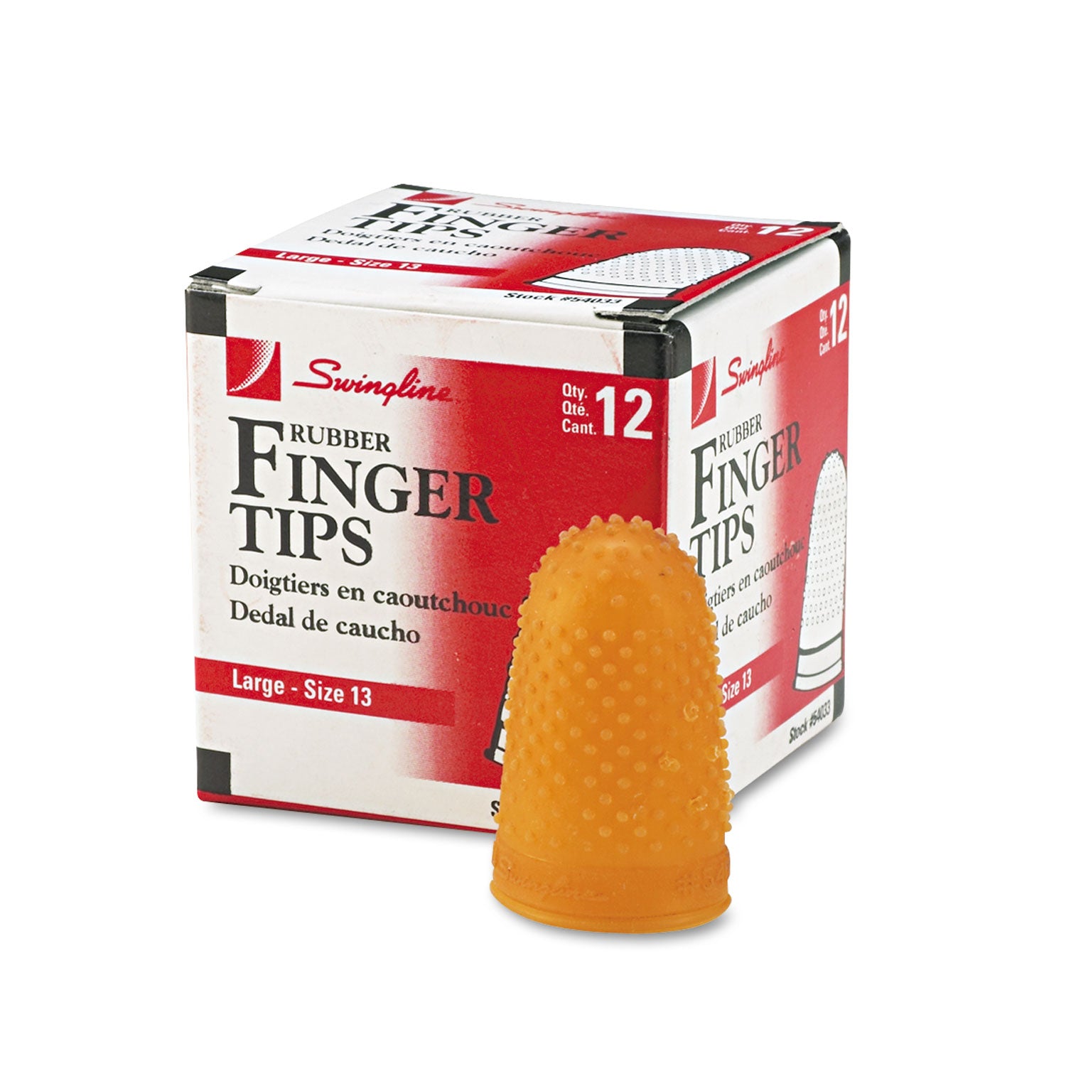Rubber Finger Tips, 13 (Large), Amber, Dozen -