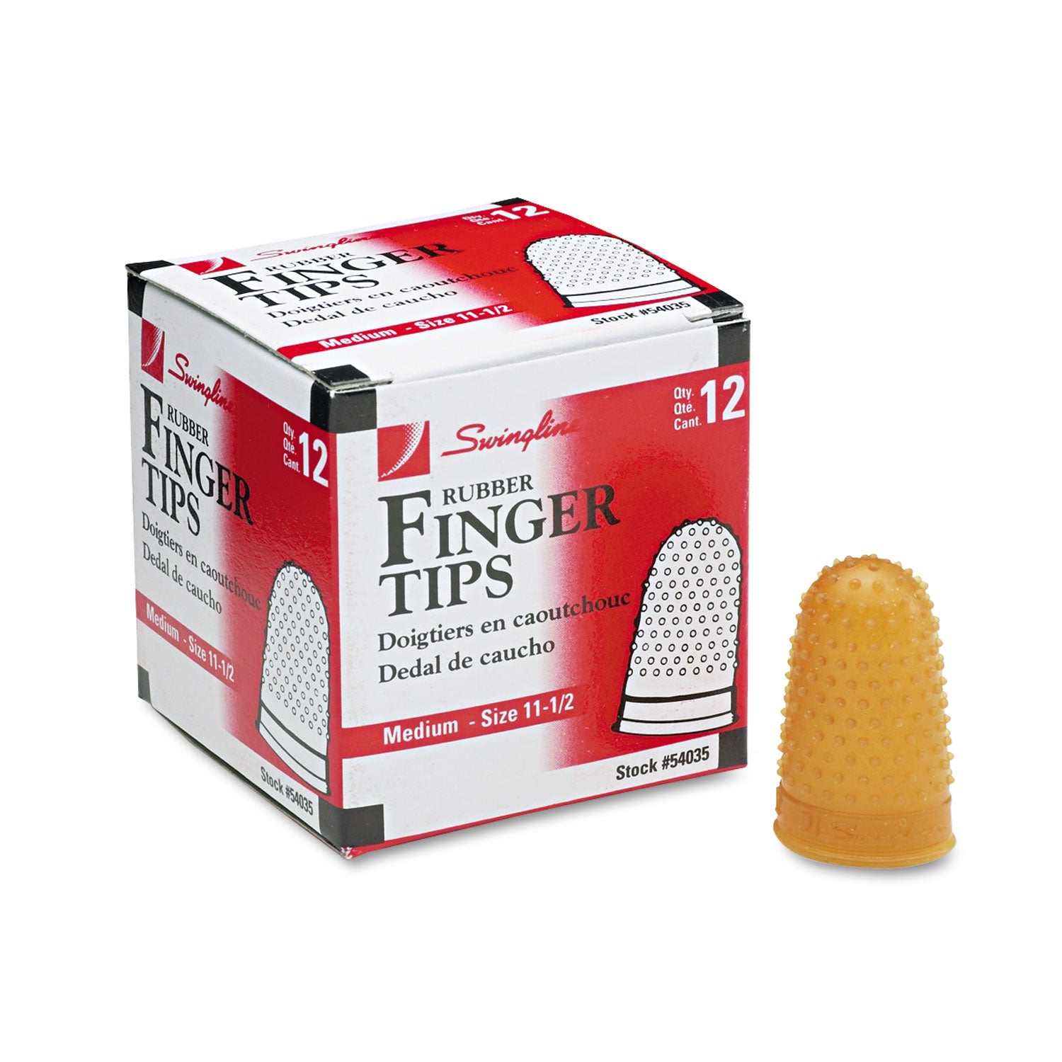 Rubber Finger Tips, 11 1/2 (Medium), Amber, Dozen -