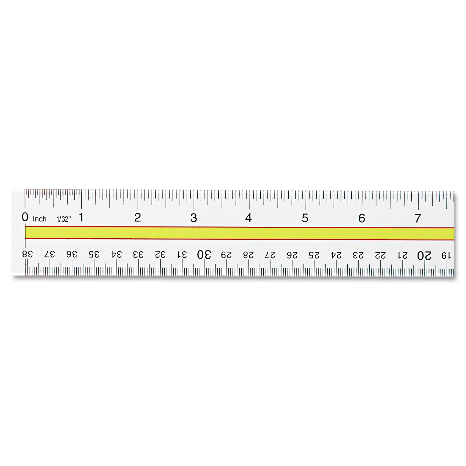 Acrylic Data Highlight Reading Ruler With Tinted Guide, 15" Long, Clear/Yellow -