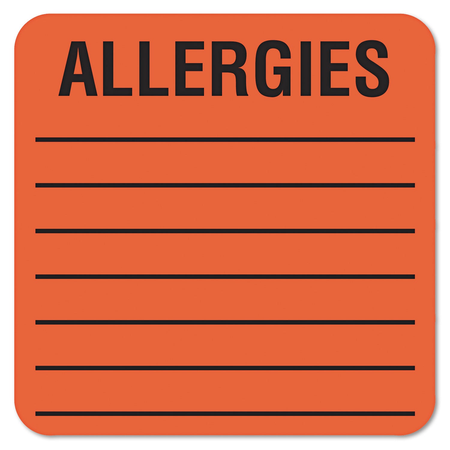 Allergy Warning Labels, ALLERGIES, 2 x 2, Fluorescent Red, 500/Roll -