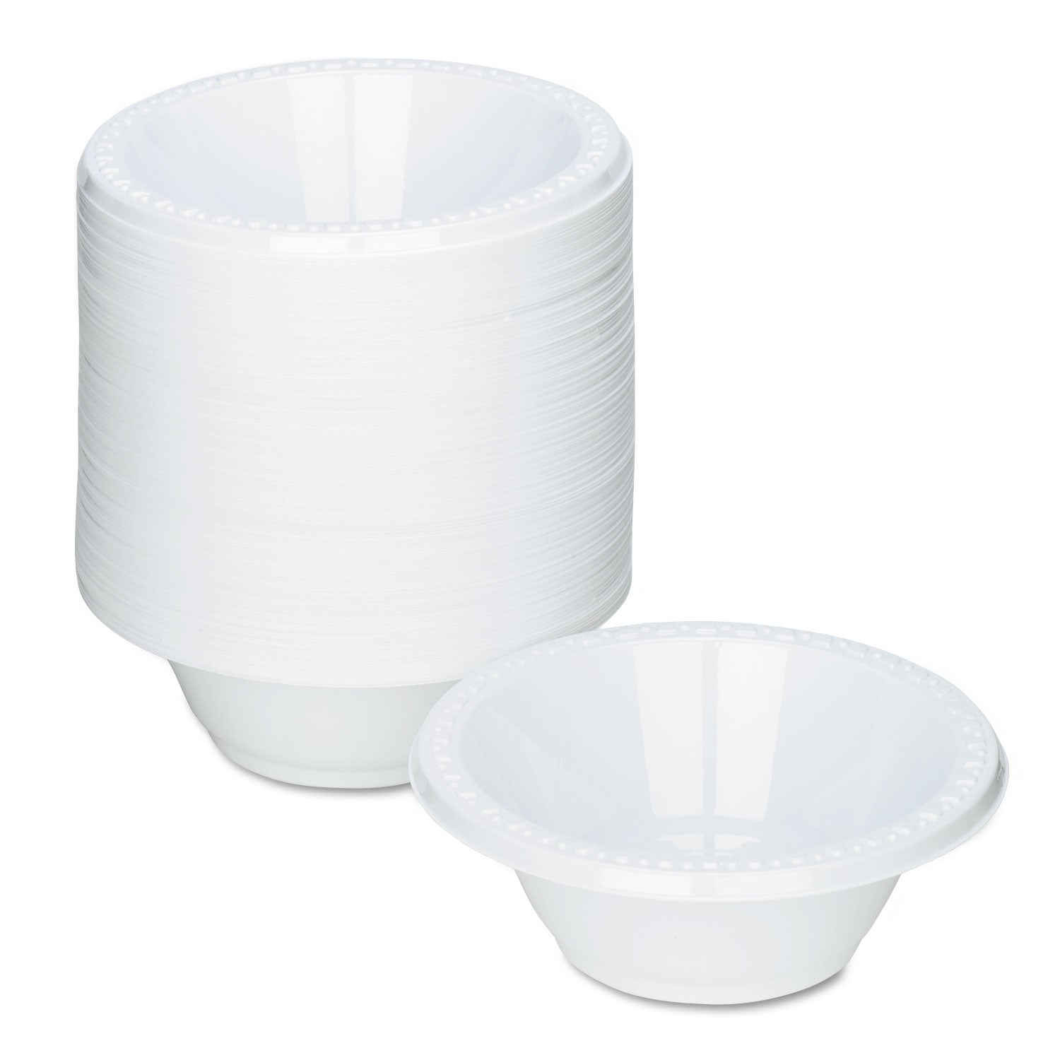 Plastic Dinnerware, Bowls, 12 oz, White, 125/Pack -