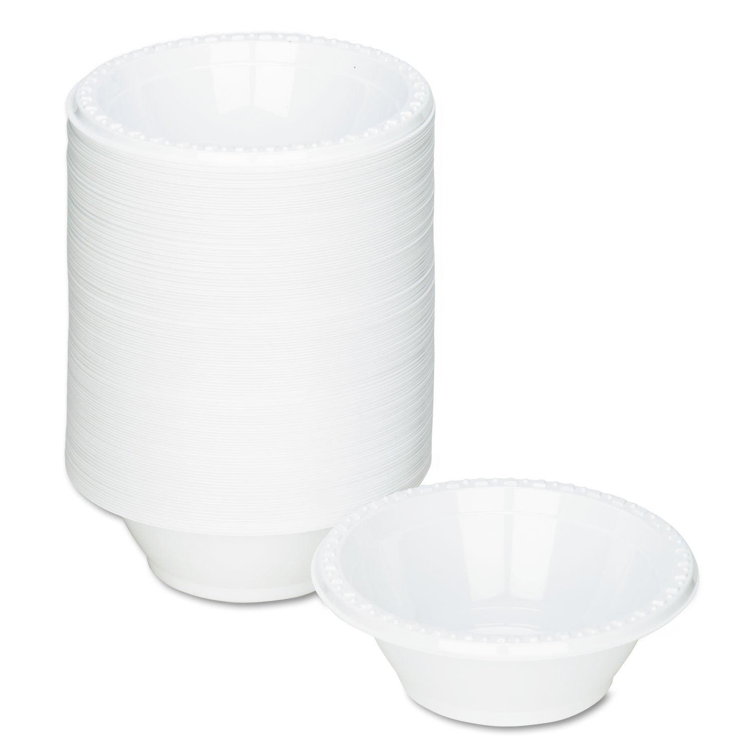 Plastic Dinnerware, Bowls, 5 oz, White, 125/Pack -