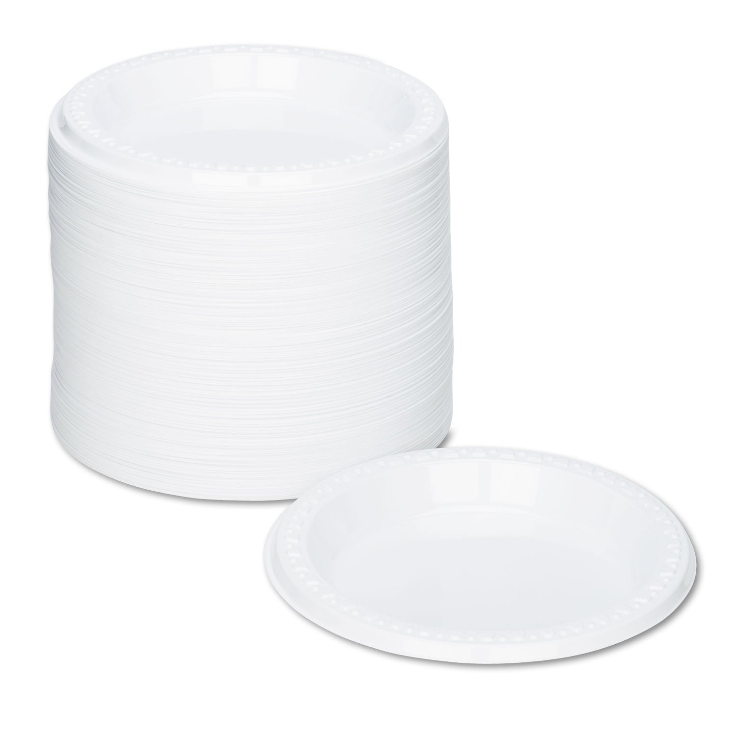 Plastic Dinnerware, Plates, 6" dia, White, 125/Pack -