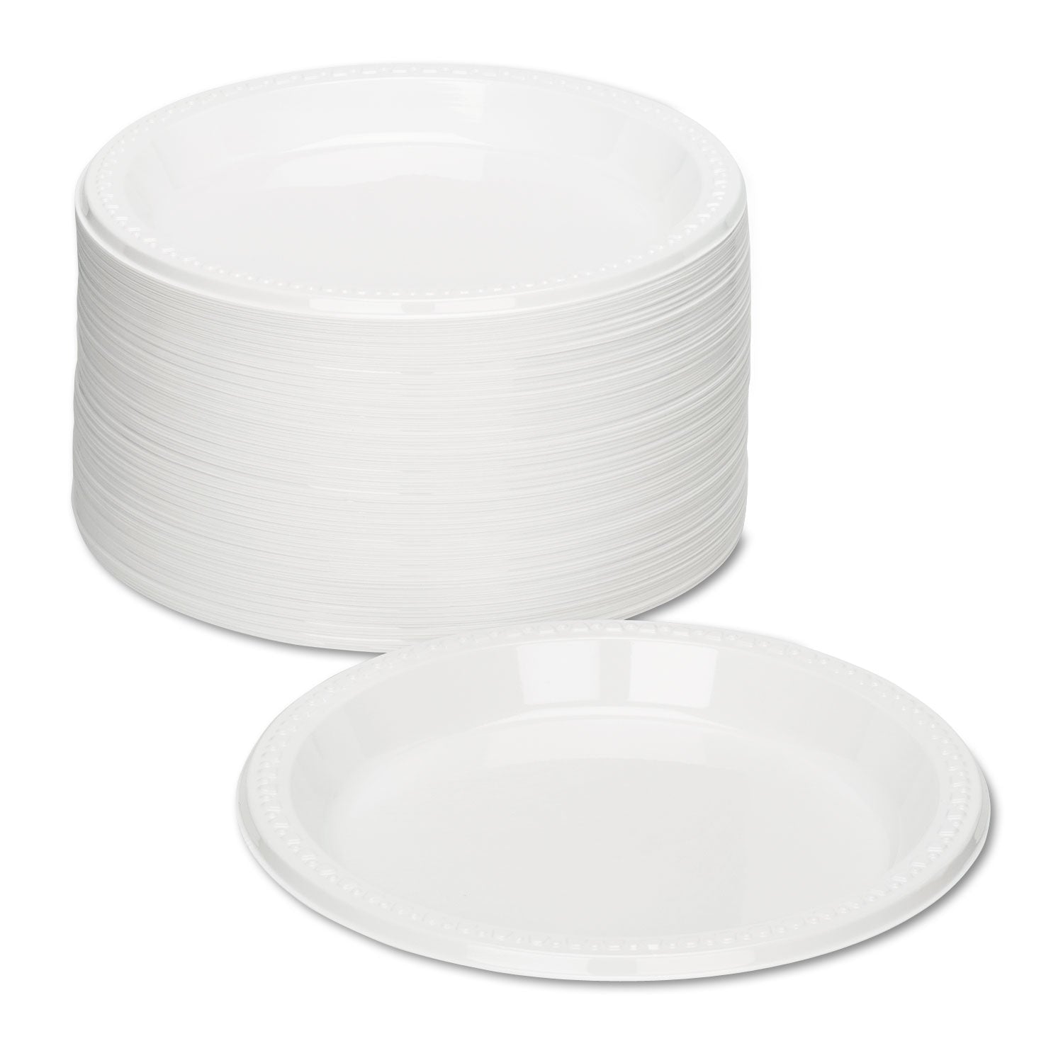 Plastic Dinnerware, Plates, 9" dia, White, 500/Carton -