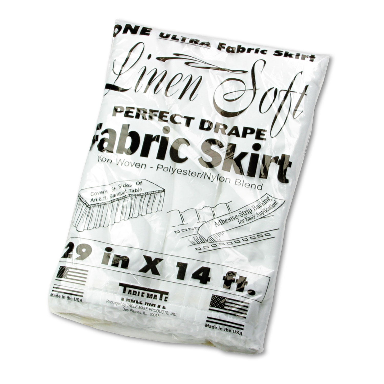 Table Set Linen-Like Table Skirting, Polyester, 29" x 14 ft, White -