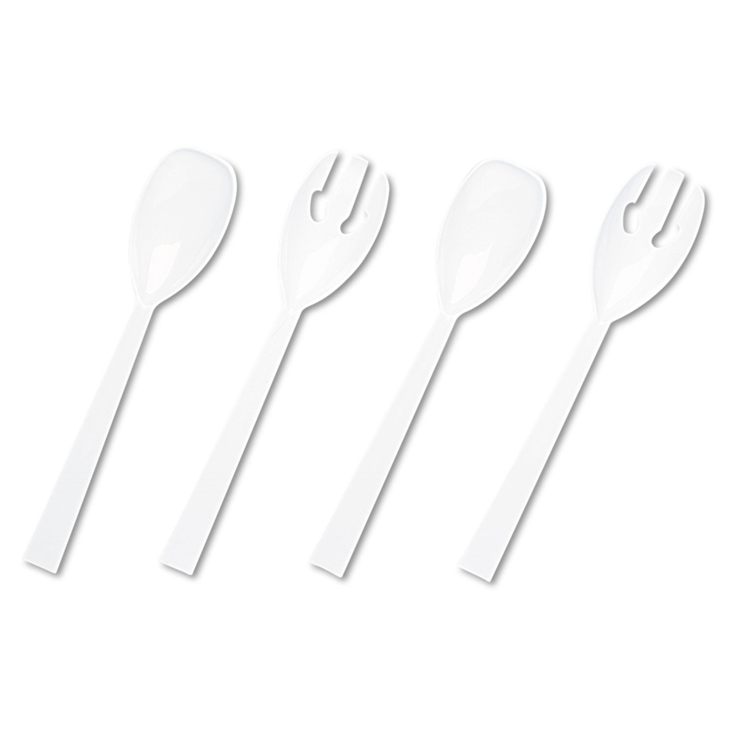 Table Set Plastic Serving Forks and Spoons, White, 24 Forks, 24 Spoons per Pack -