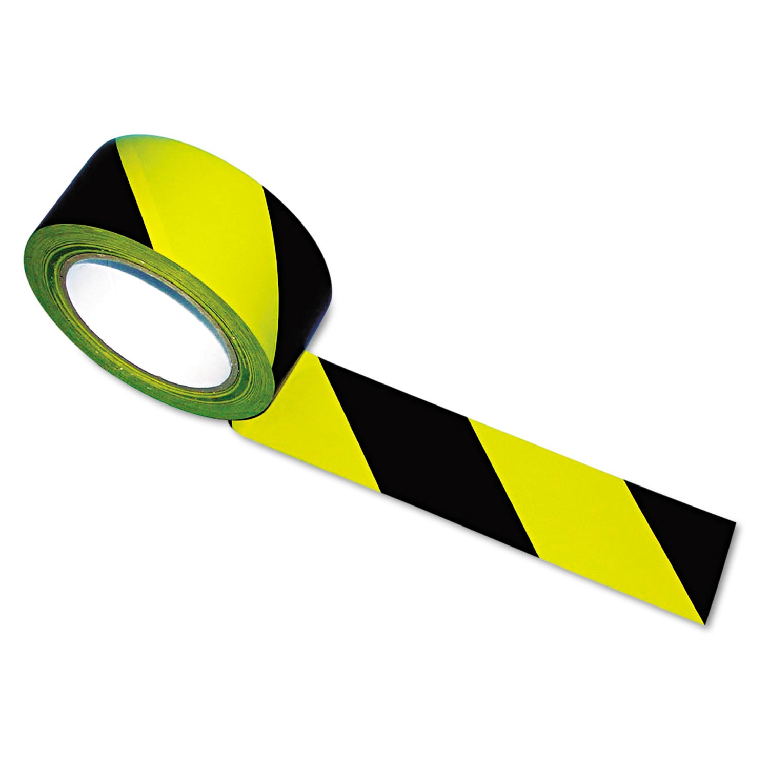 Hazard Marking Aisle Tape, 2" x 108 ft, Black/Yellow -