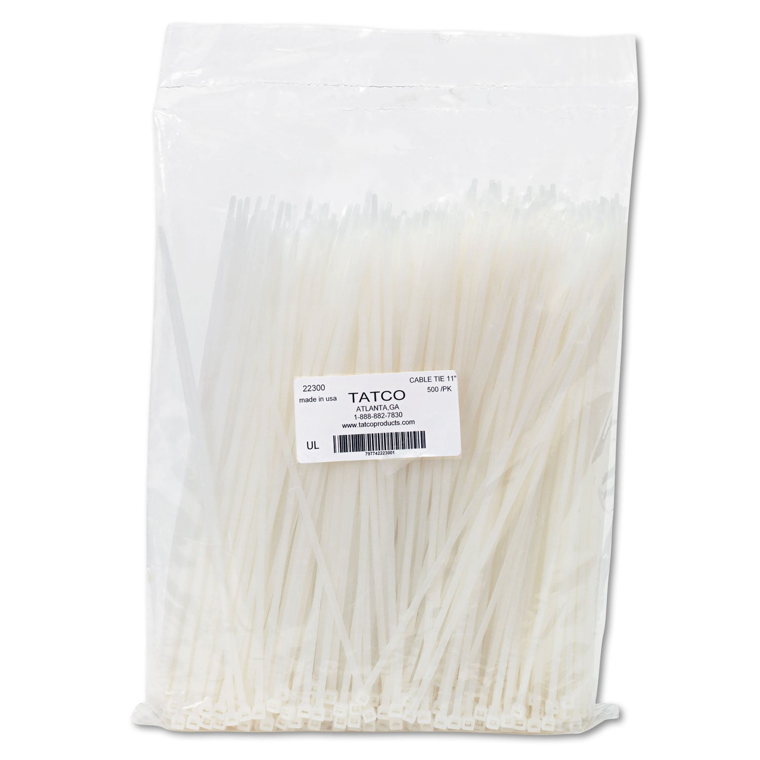 Nylon Cable Ties, 11 x 0.19, 50 lb, Natural, 500/Pack -