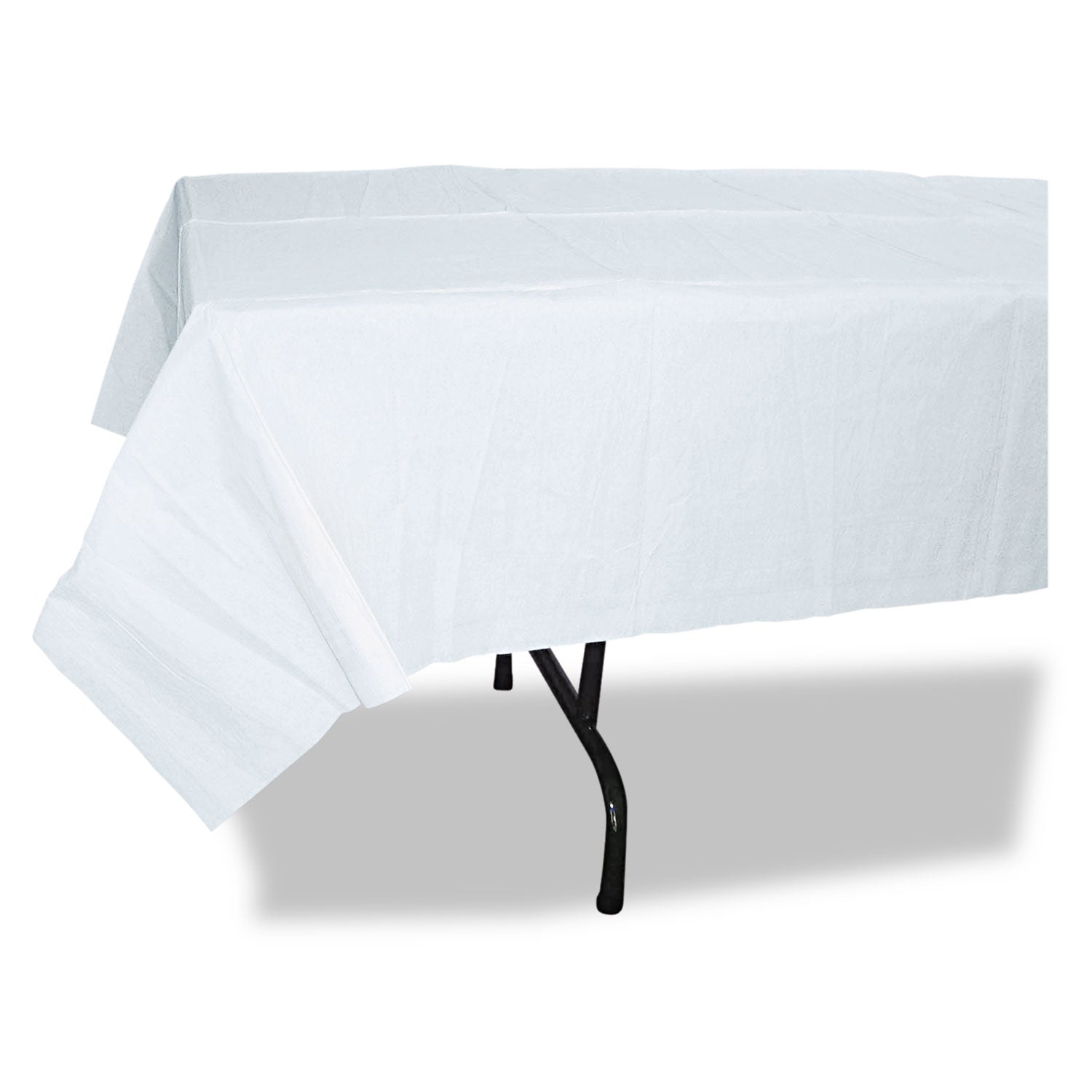 Paper Table Cover, Embossed Paper with Plastic Liner, 54" x 108", White, 20/Carton -