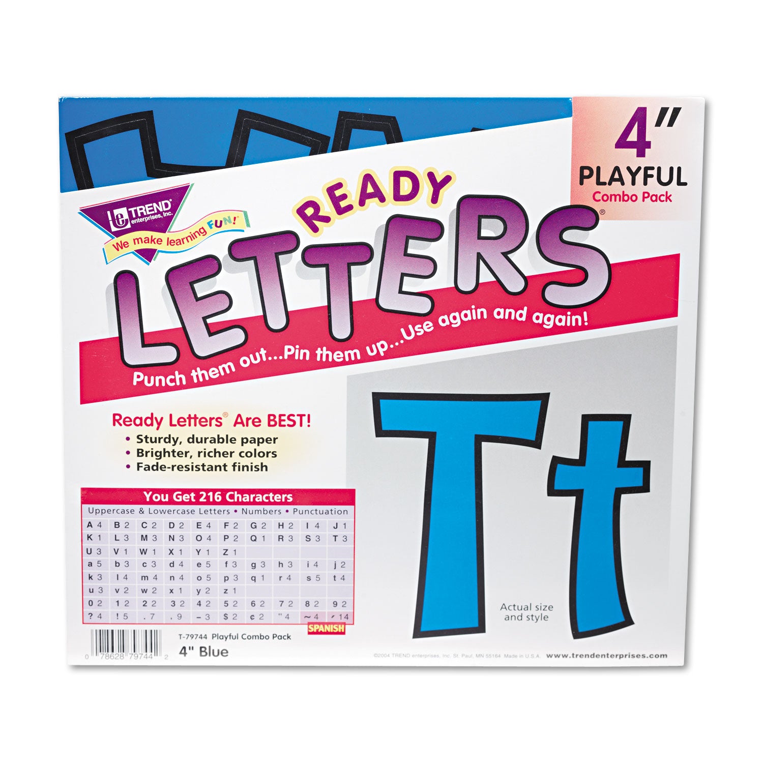 Ready Letters Playful Combo Set, Blue, 4"h, 216/Set -