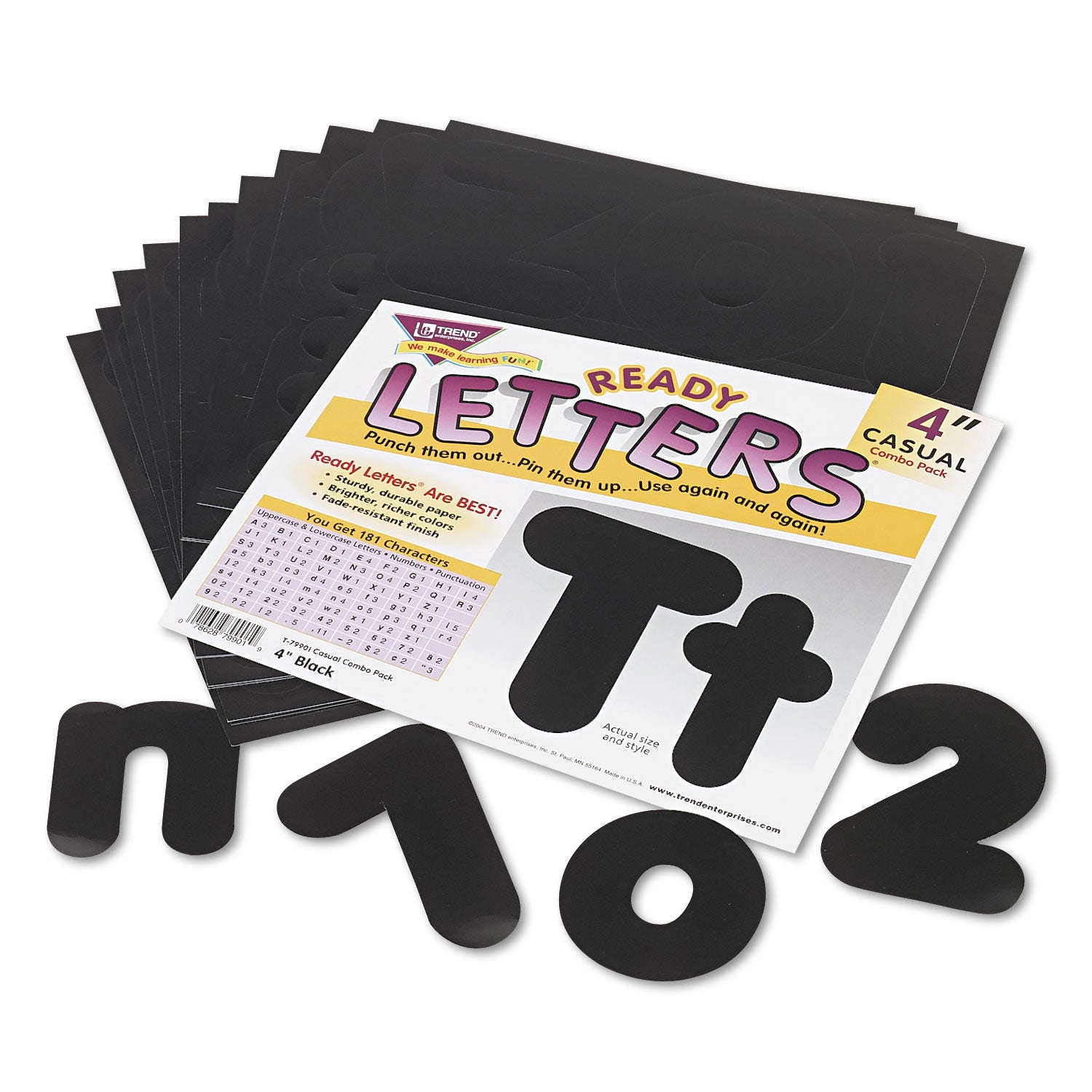 Ready Letters Casual Combo Set, Black, 4"h, 182/Set -