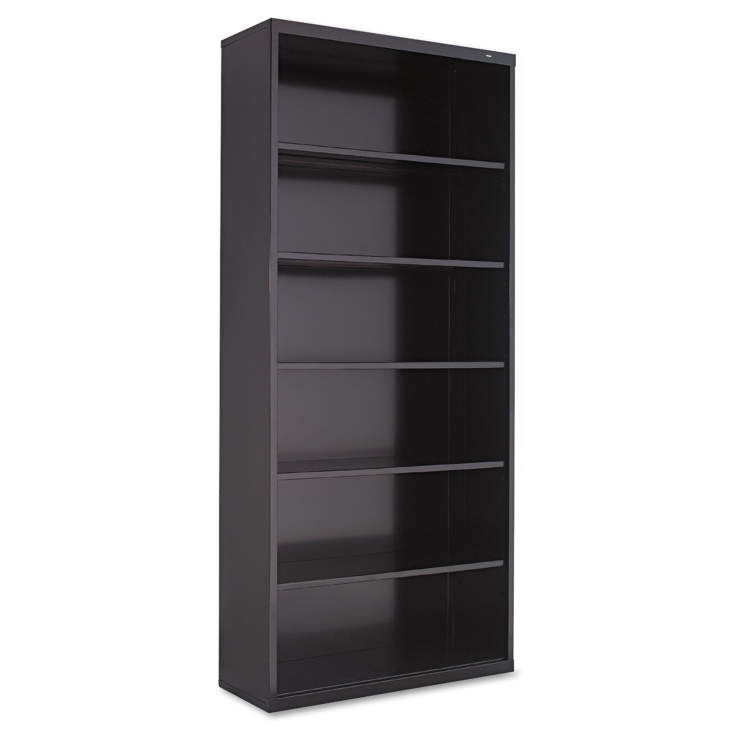 Metal Bookcase, Six-Shelf, 34.5w x 13.5d x 78h, Black -