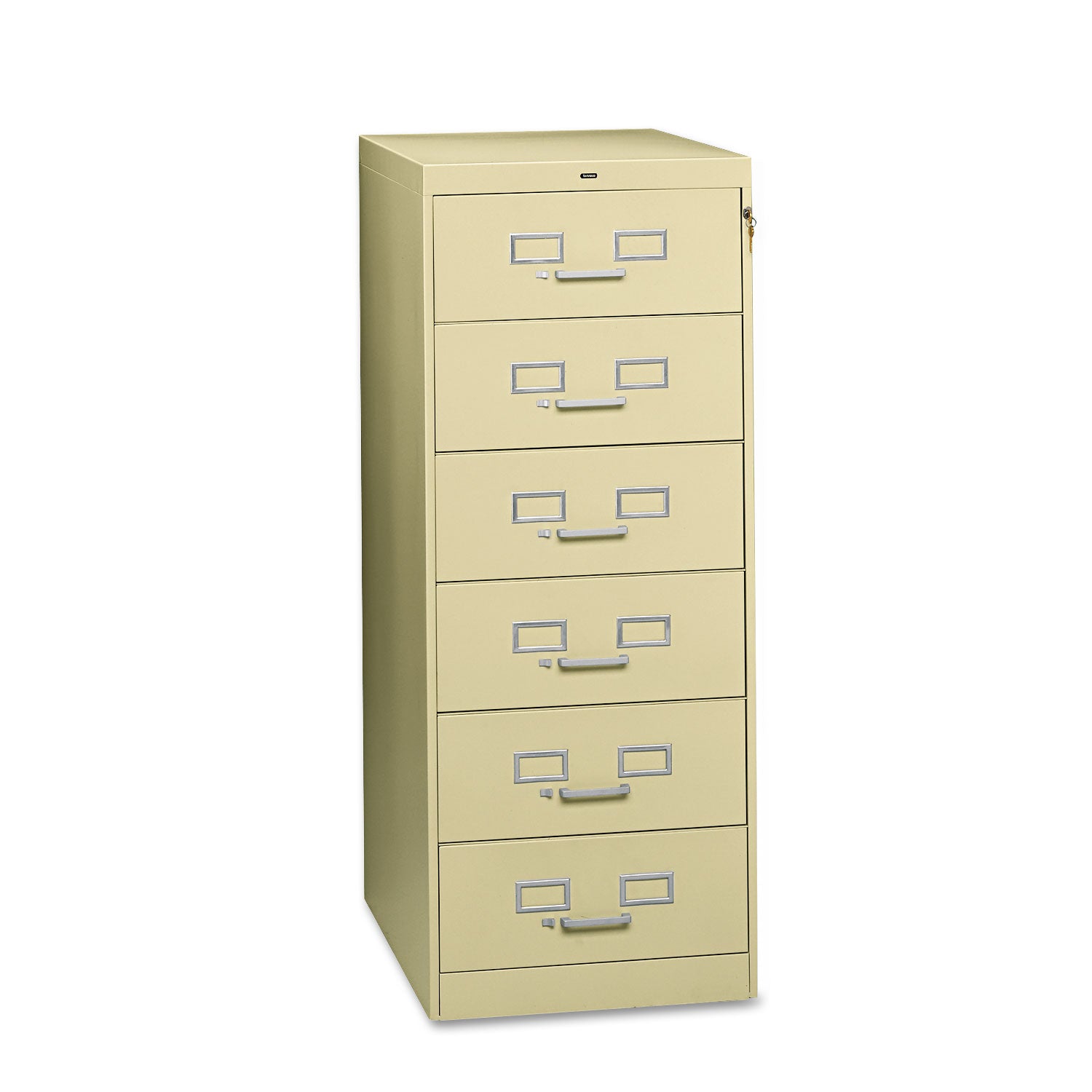 Six-Drawer Multimedia/Card File Cabinet, Putty, 21.25" x 28.5" x 52 -
