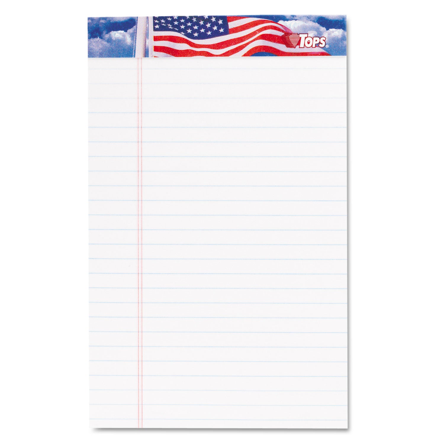 American Pride Writing Pad, Narrow Rule, Red/White/Blue Headband, 50 White 5 x 8 Sheets, 12/Pack -