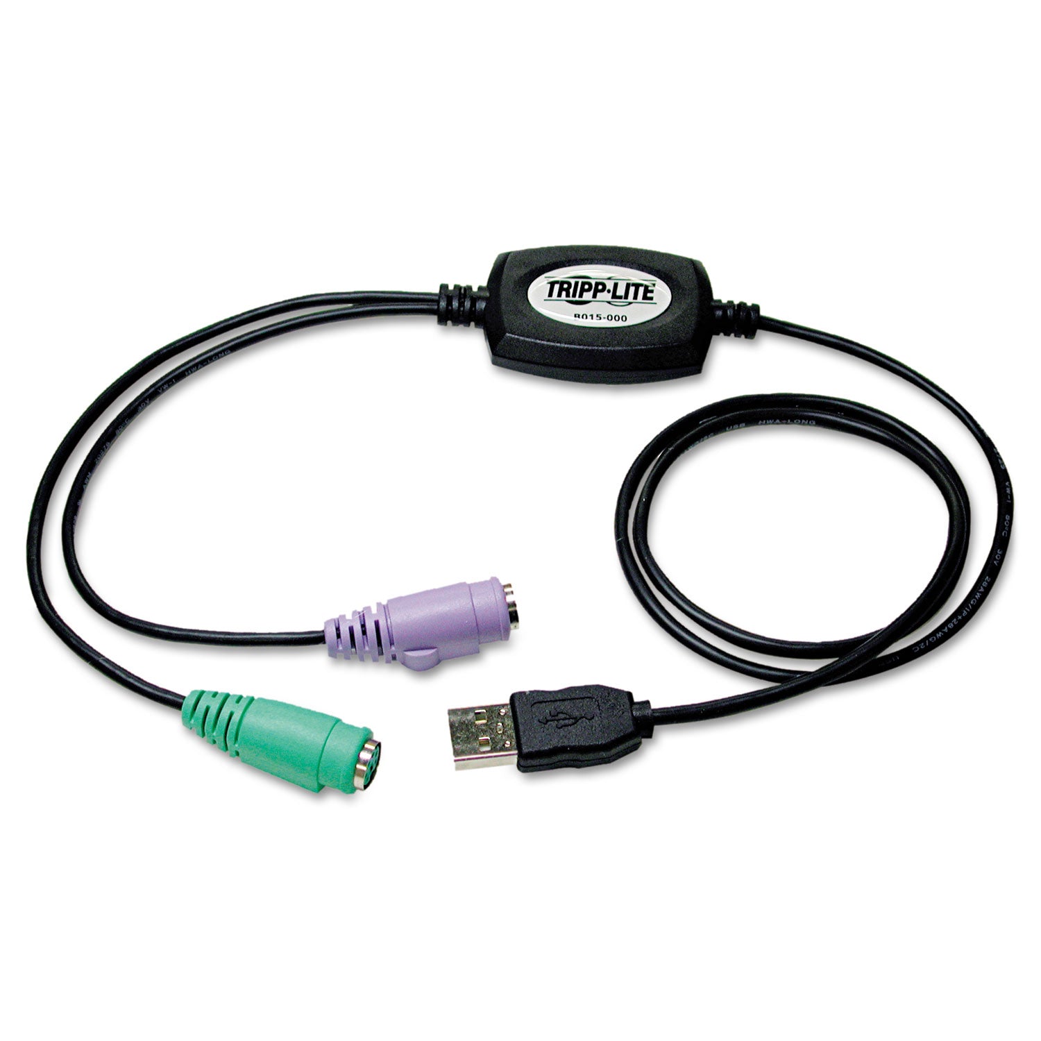 USB to PS/2 Adapter for Keyboard and Mouse, USB-A Male to (2) PS/2 Female, 18 -