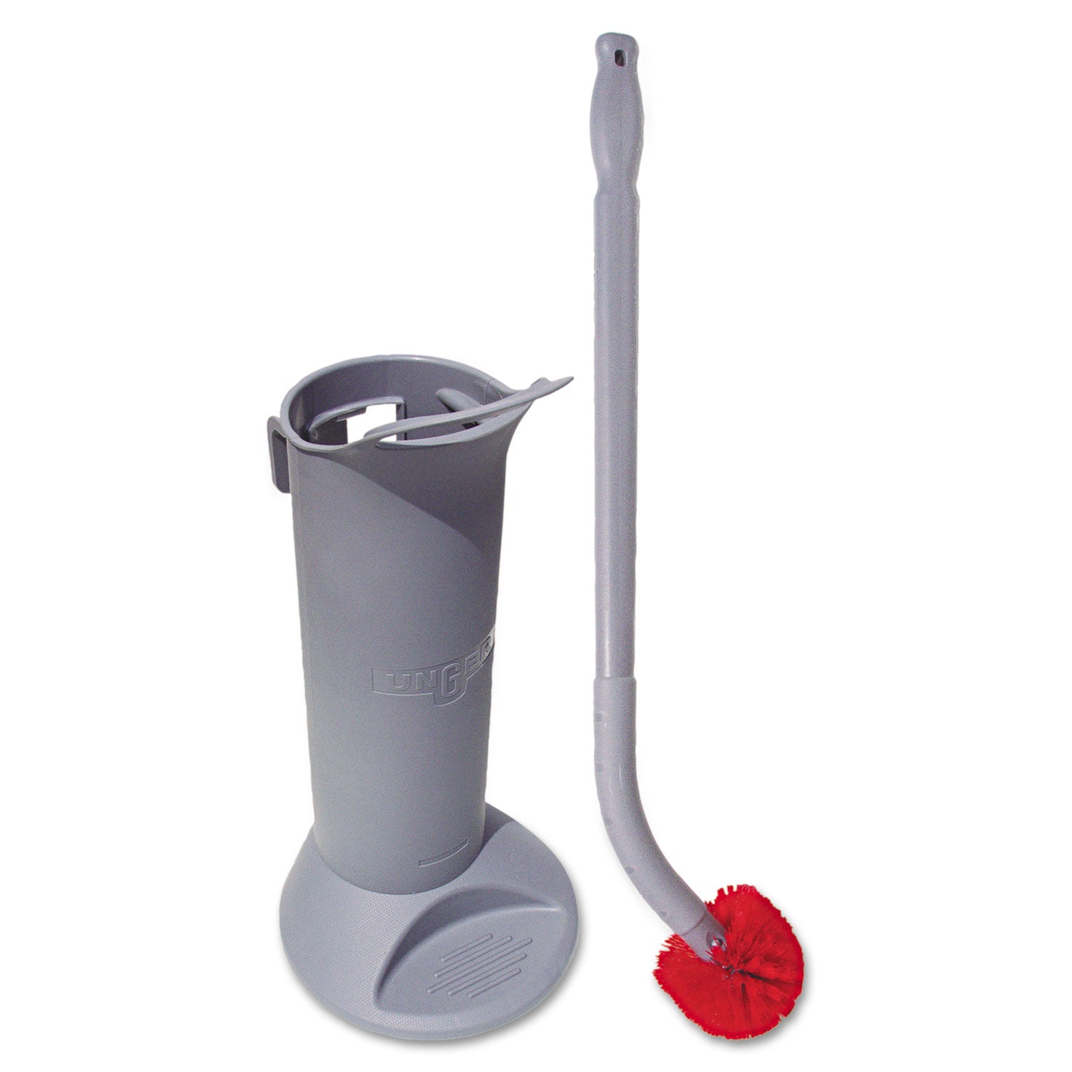 Ergo Toilet Bowl Brush Complete: Wand, Brush Holder and Two Heads, Gray -