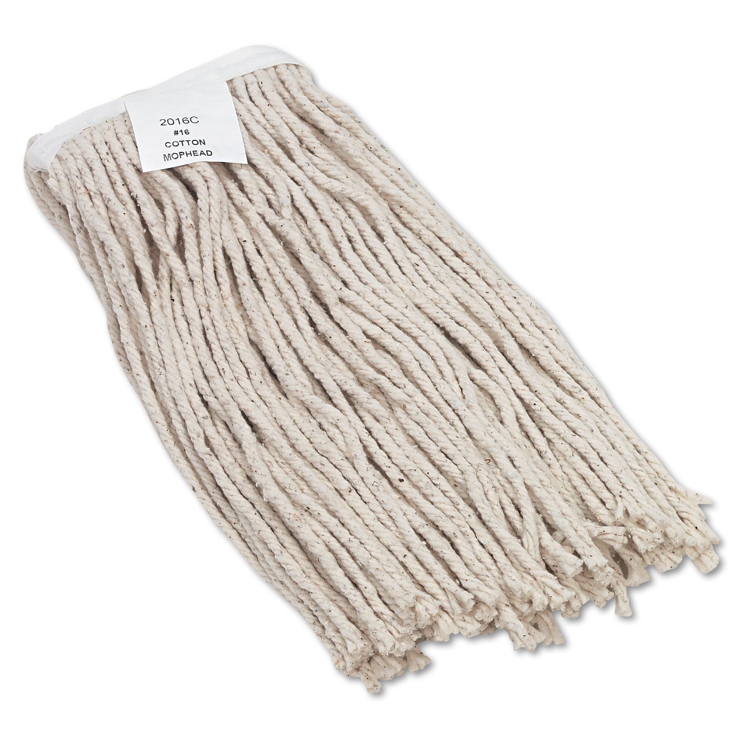 Cut-End Wet Mop Head, Cotton, No. 16 Size, White -