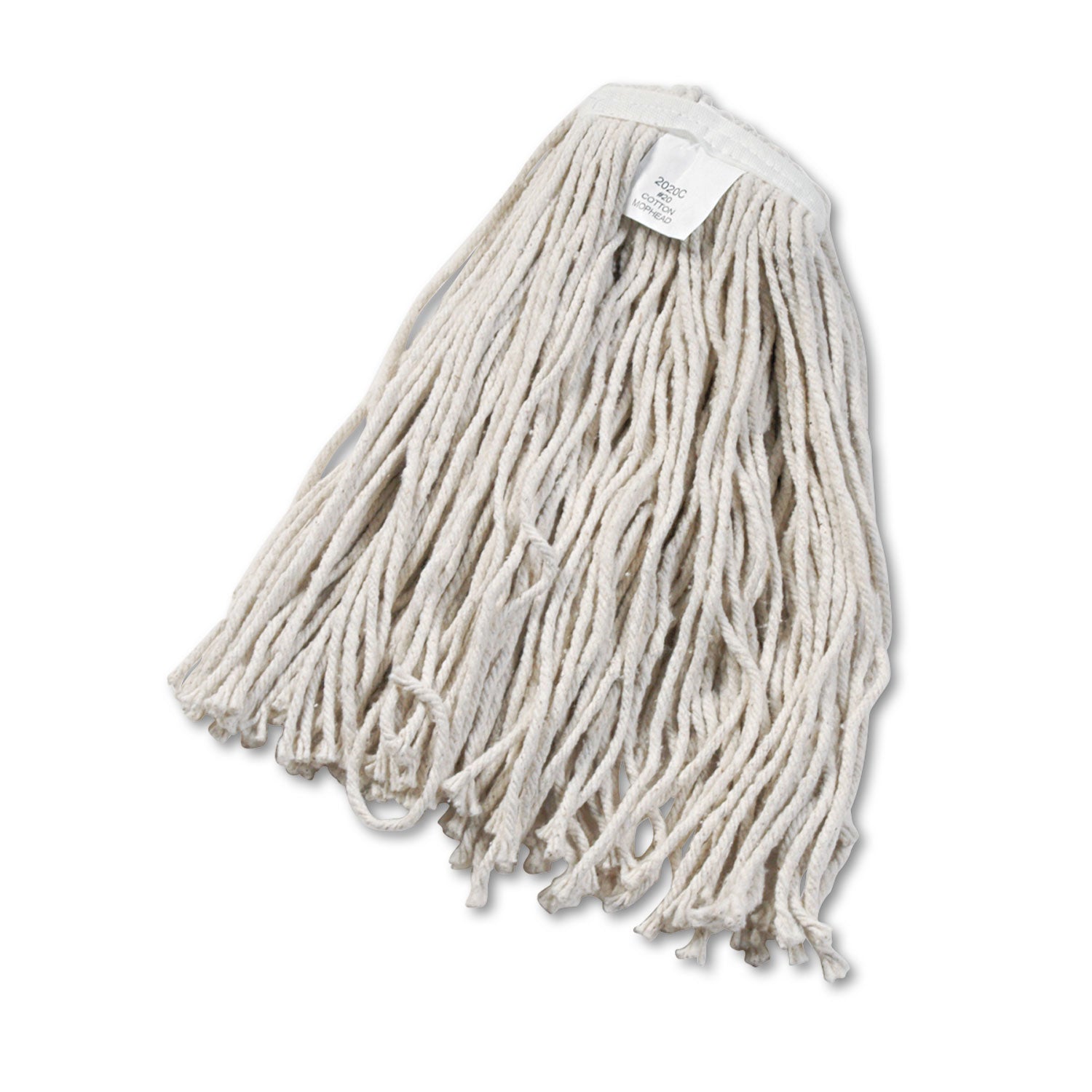 Cut-End Wet Mop Head, Cotton, White, #20, 12/Carton -