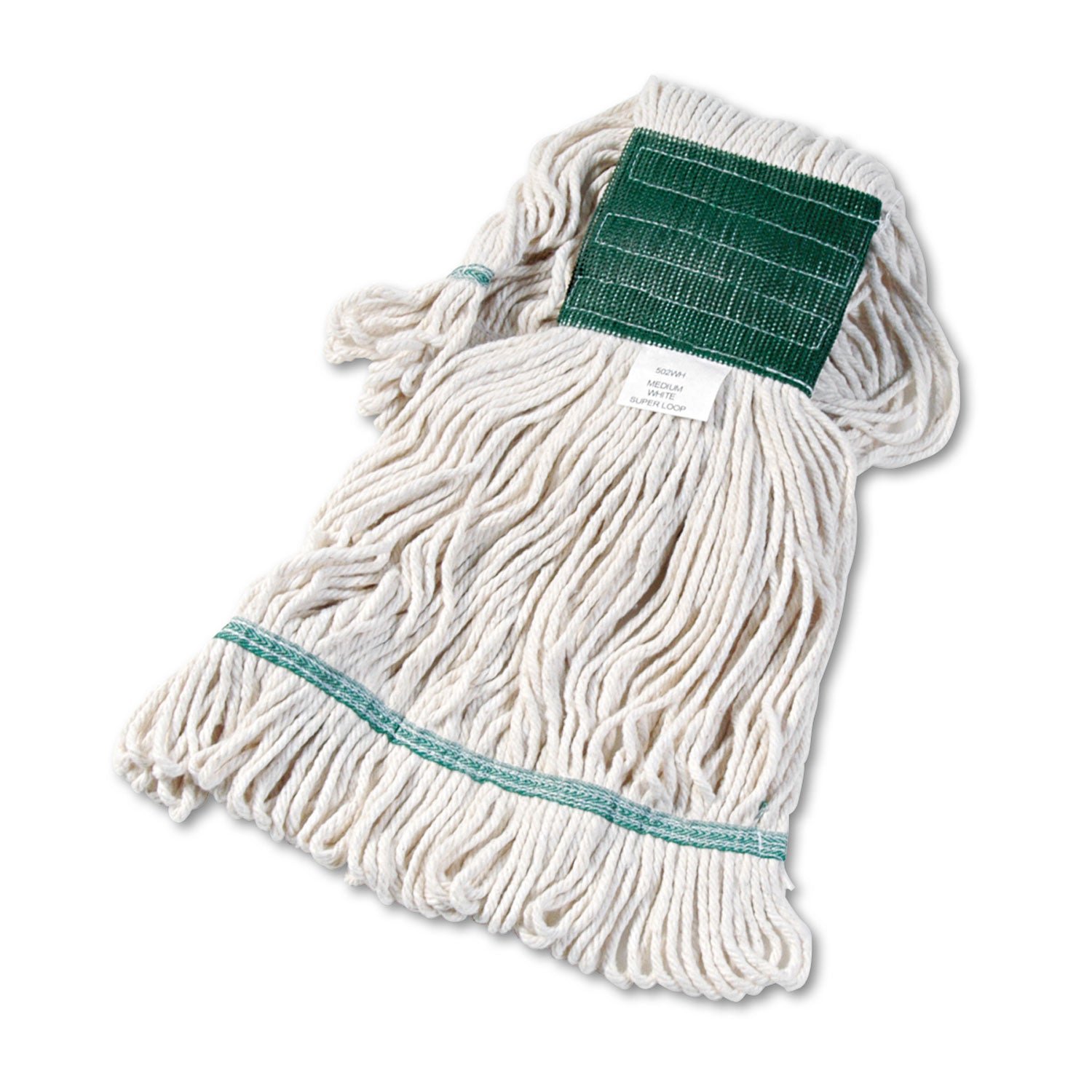 Super Loop Wet Mop Head, Cotton/Synthetic Fiber, 5" Headband, Medium Size, White -