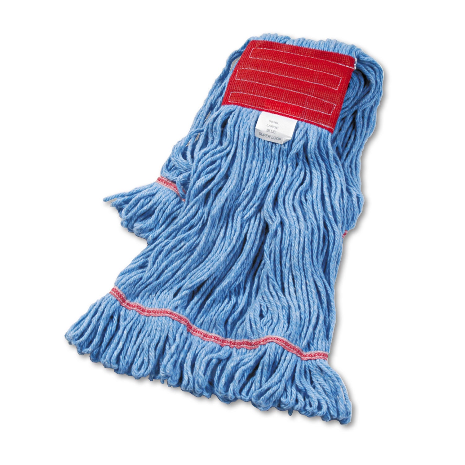 Super Loop Wet Mop Head, Cotton/Synthetic Fiber, 5" Headband, Large Size, Blue, 12/Carton -