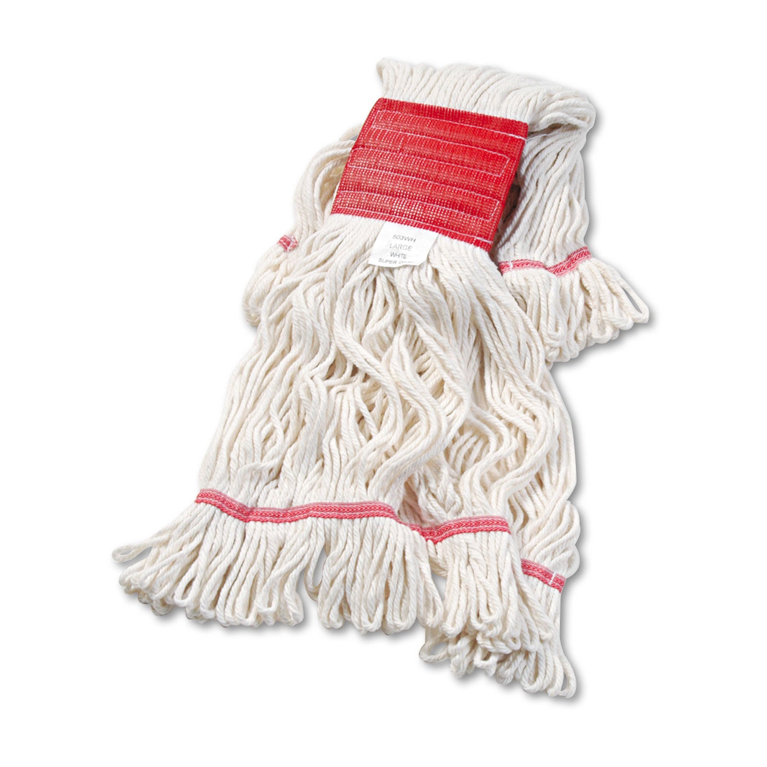 Super Loop Wet Mop Head, Cotton/Synthetic Fiber, 5" Headband, Large Size, White -