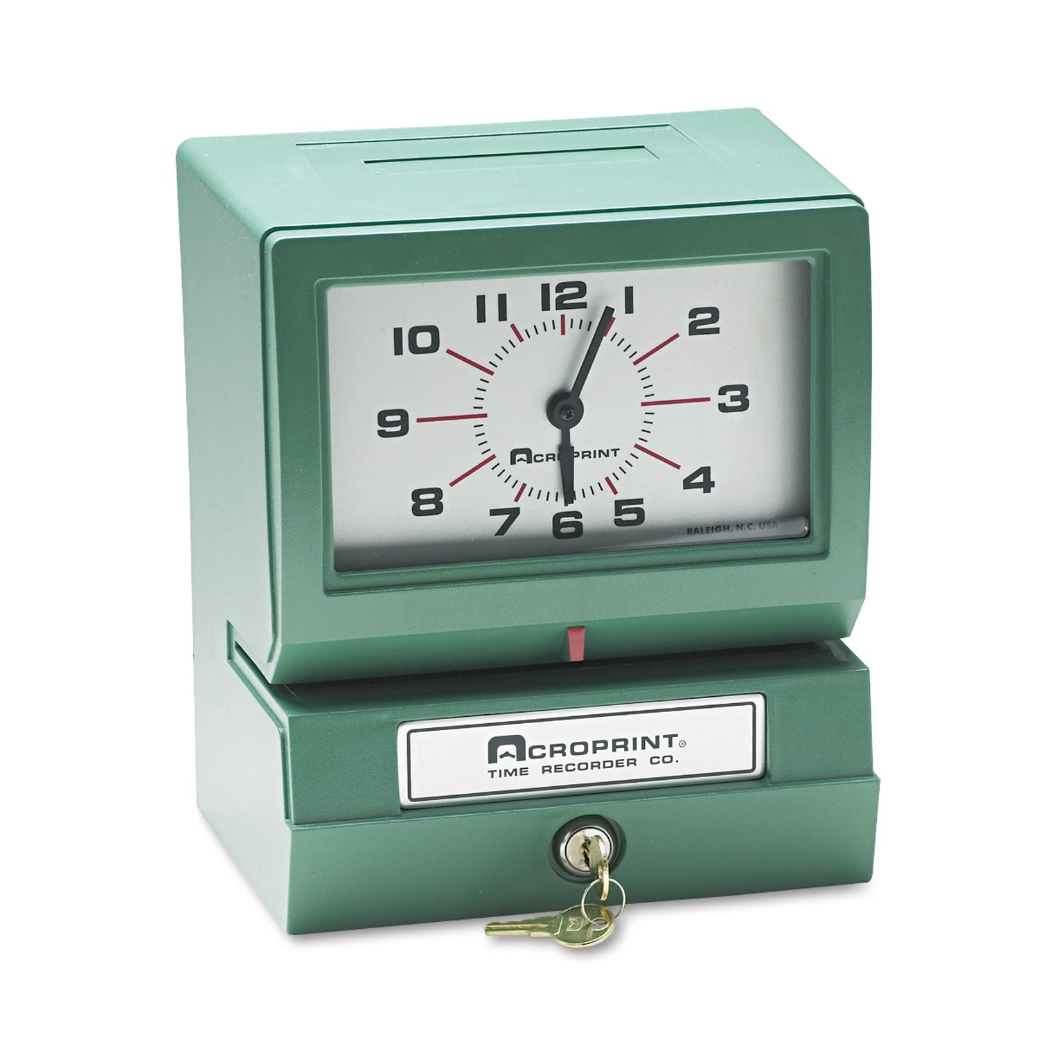 Model 150 Heavy-Duty Time Recorder, Automatic Operation, Month/Date/1-12 Hours/Minutes, Green -