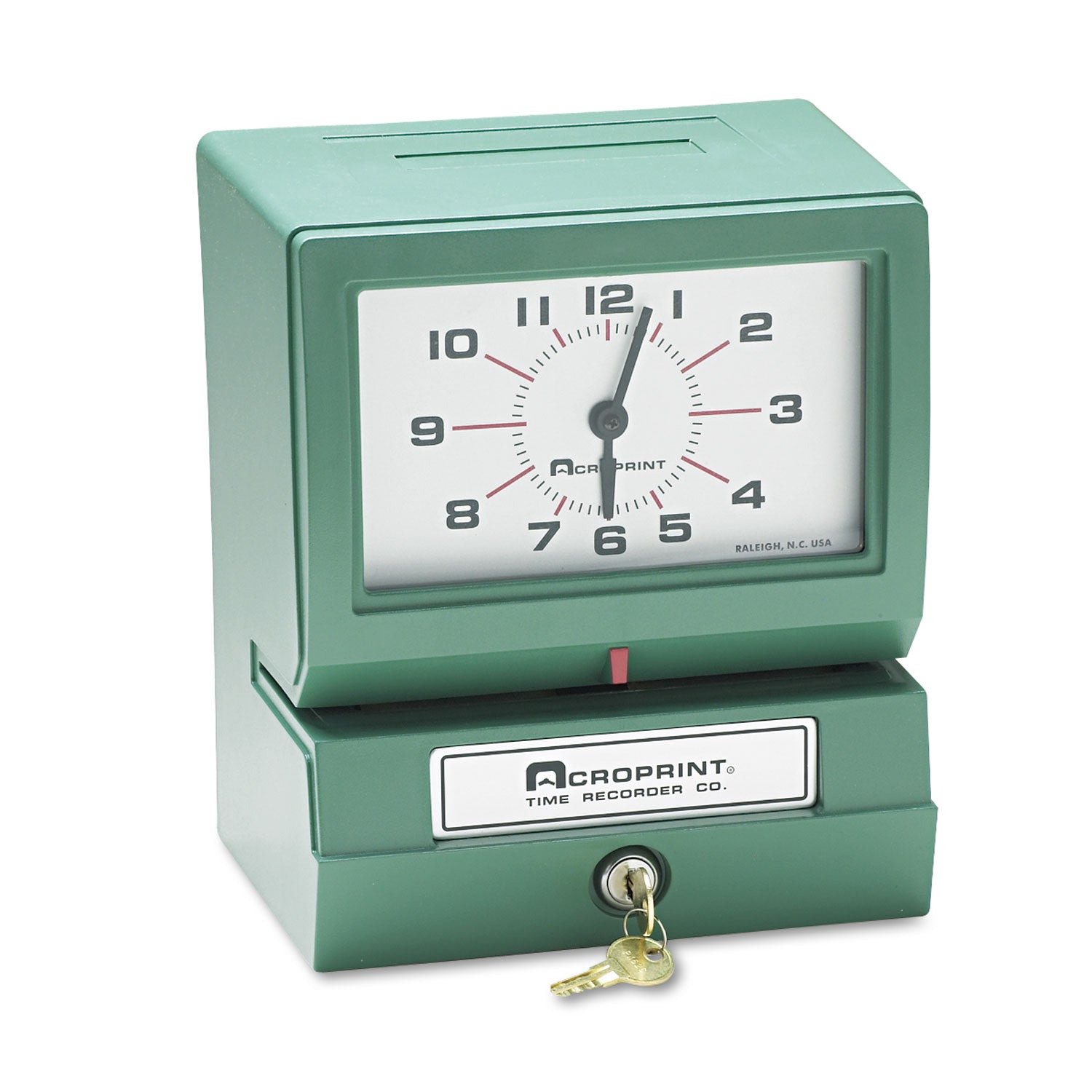 Model 150 Heavy-Duty Time Recorder, Automatic Operation, Month/Date/0-23 Hours/Minutes Imprint, Green -