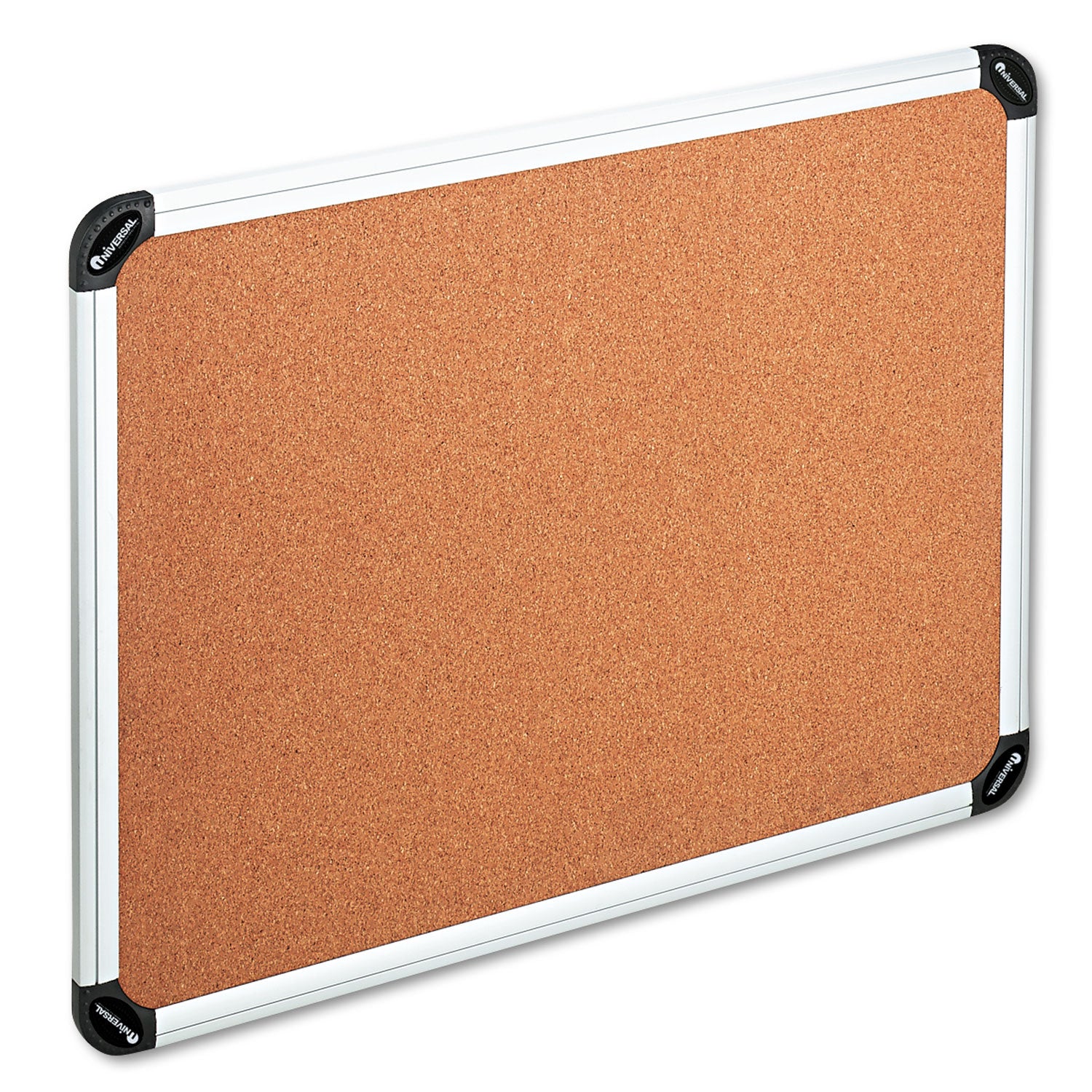 Cork Board with Aluminum Frame, 48 x 36, Tan Surface, Silver Frame -