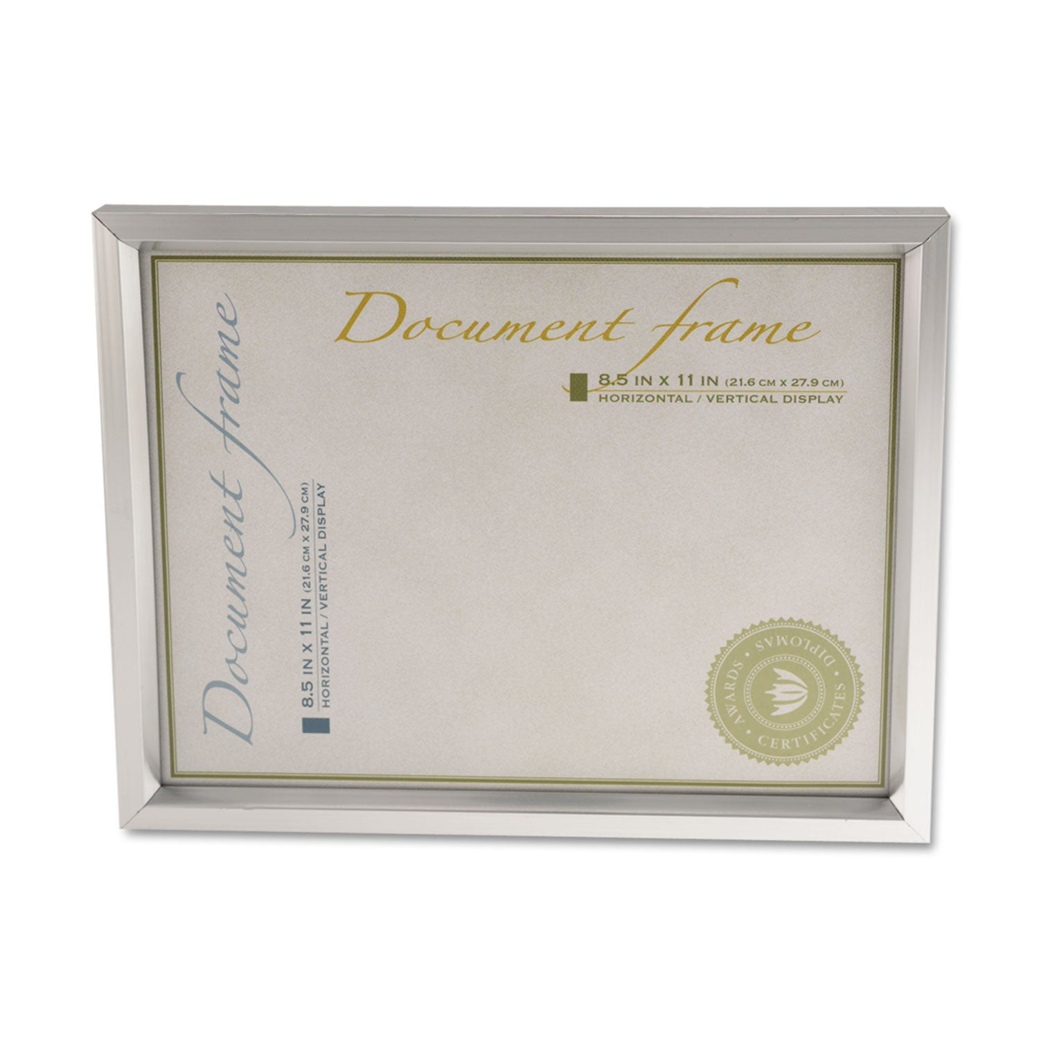 Plastic Document Frame, for 8.5 x 11, Easel Back, Metallic Silver -