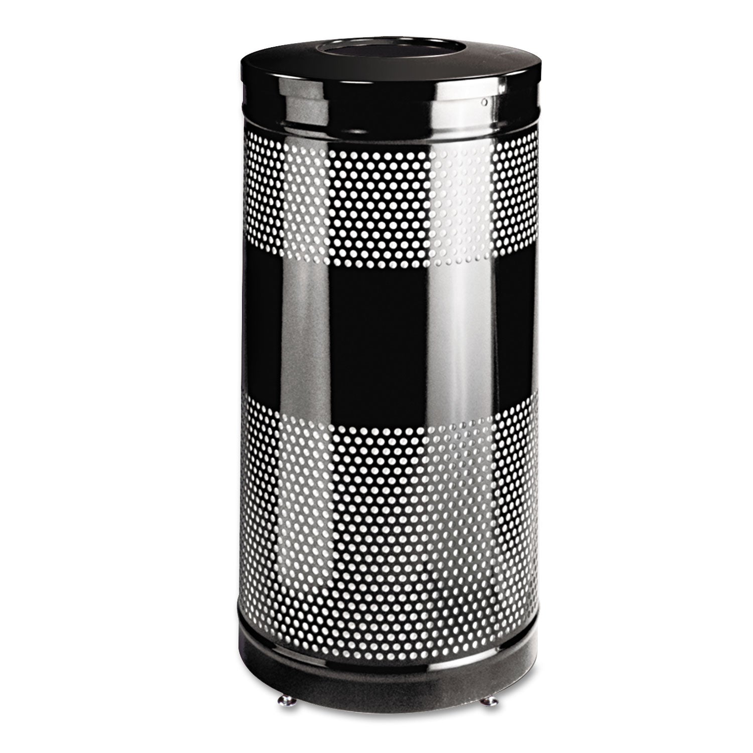Classics Perforated Open Top Receptacle, 25 gal, Steel, Black -