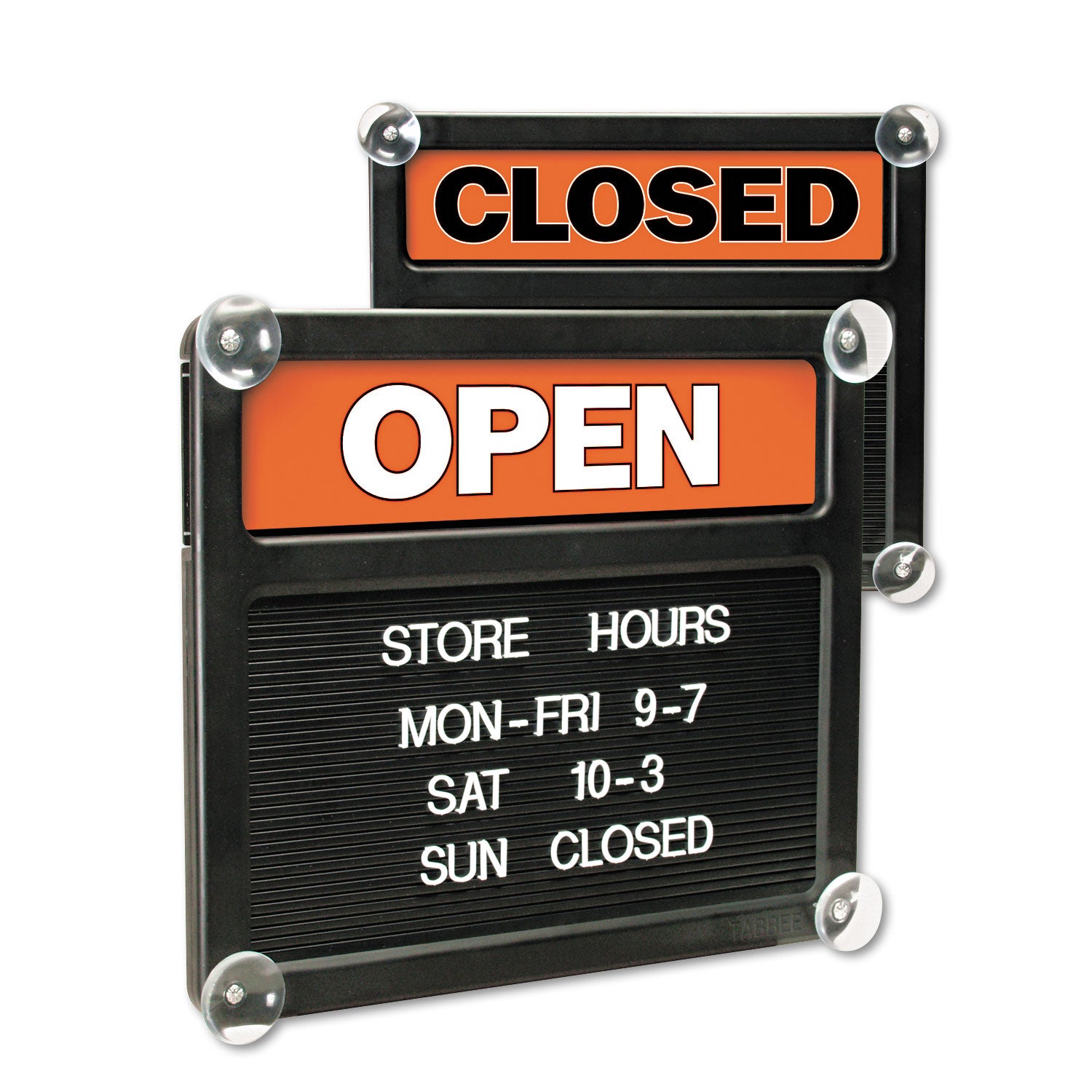 Double-Sided Open/Closed Sign w/Plastic Push Characters, 14.38 x 12.38 -
