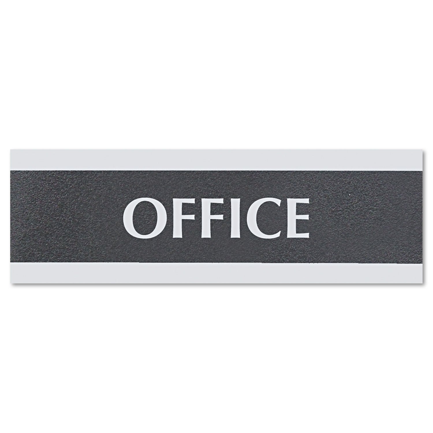 Century Series Office Sign, OFFICE, 9 x 3, Black/Silver -