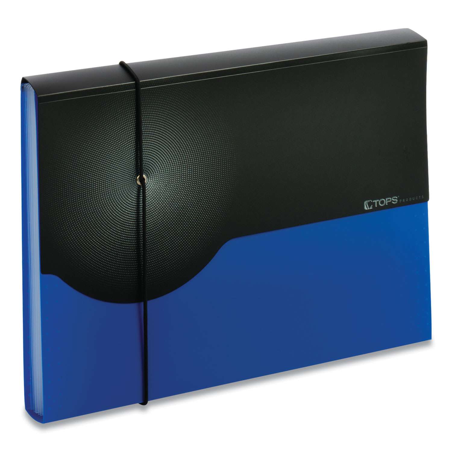 Seven-Pocket Poly Expanding File, 1" Expansion, 7 Sections, Elastic Cord Closure, 1/6-Cut Tabs, Letter Size, Blue