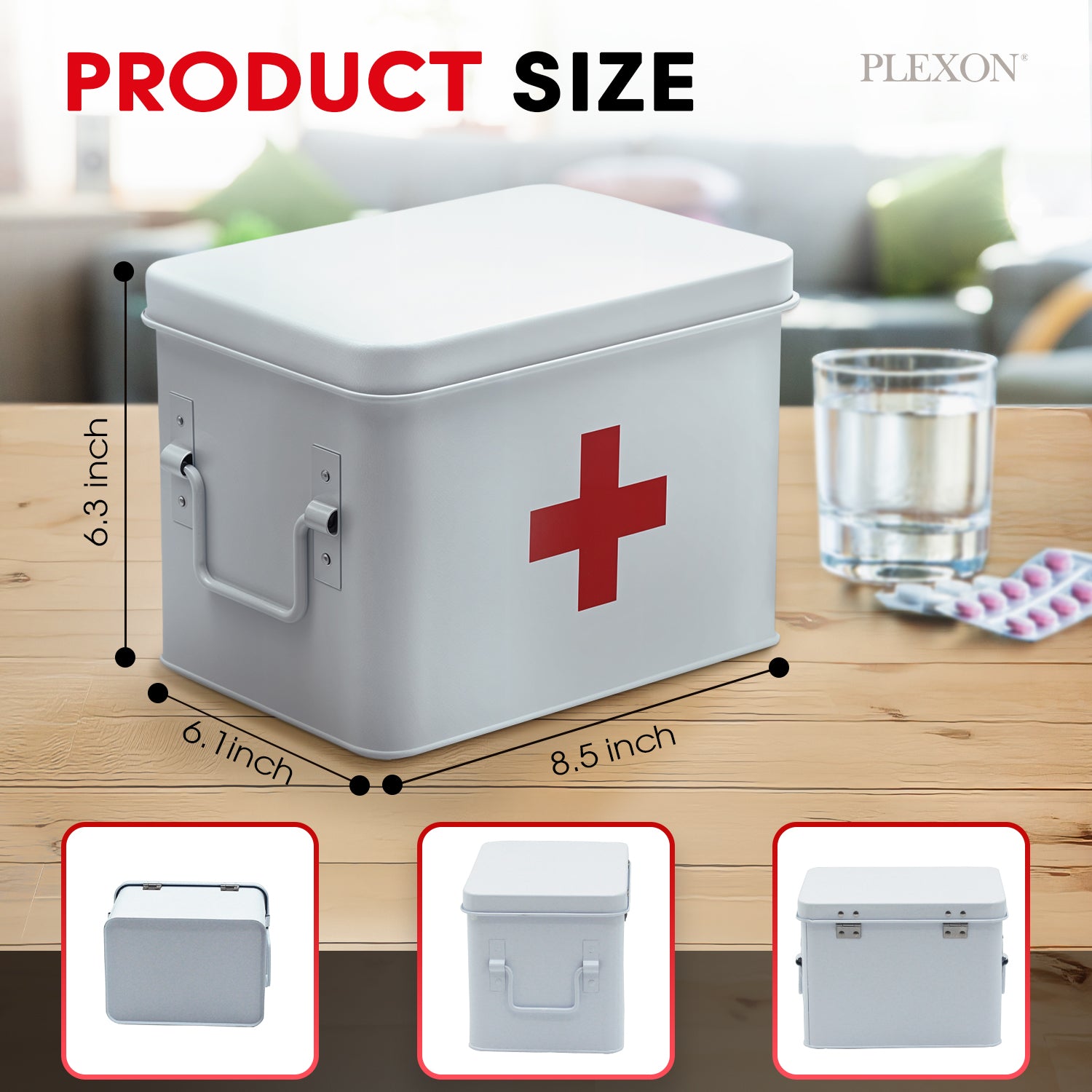 White First Aid Medicine Chest, 9"
