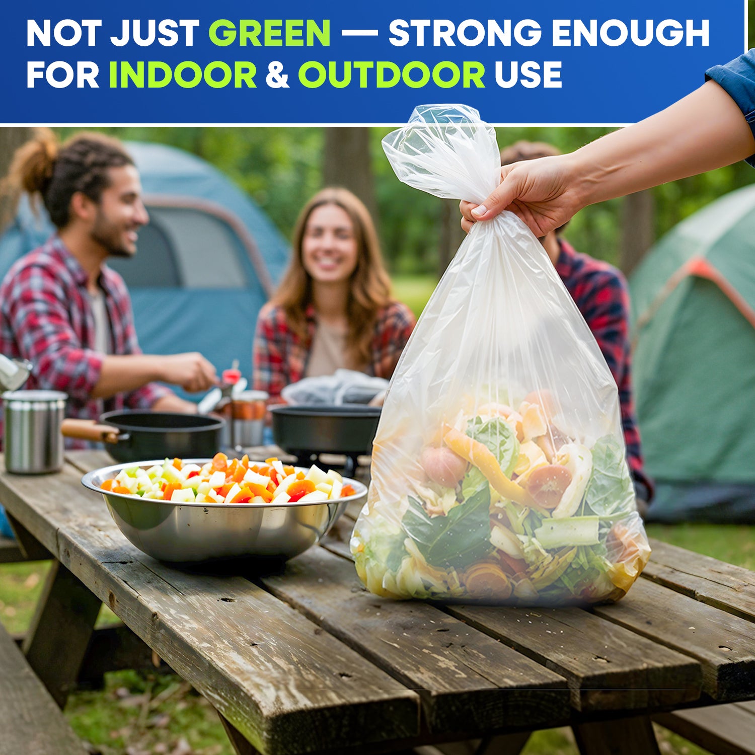 19.5" x 23", 5 Gallon, 0.7 Mic, Clear Compostable Can Liner, 12 Rolls of 25/Roll, 300/Case