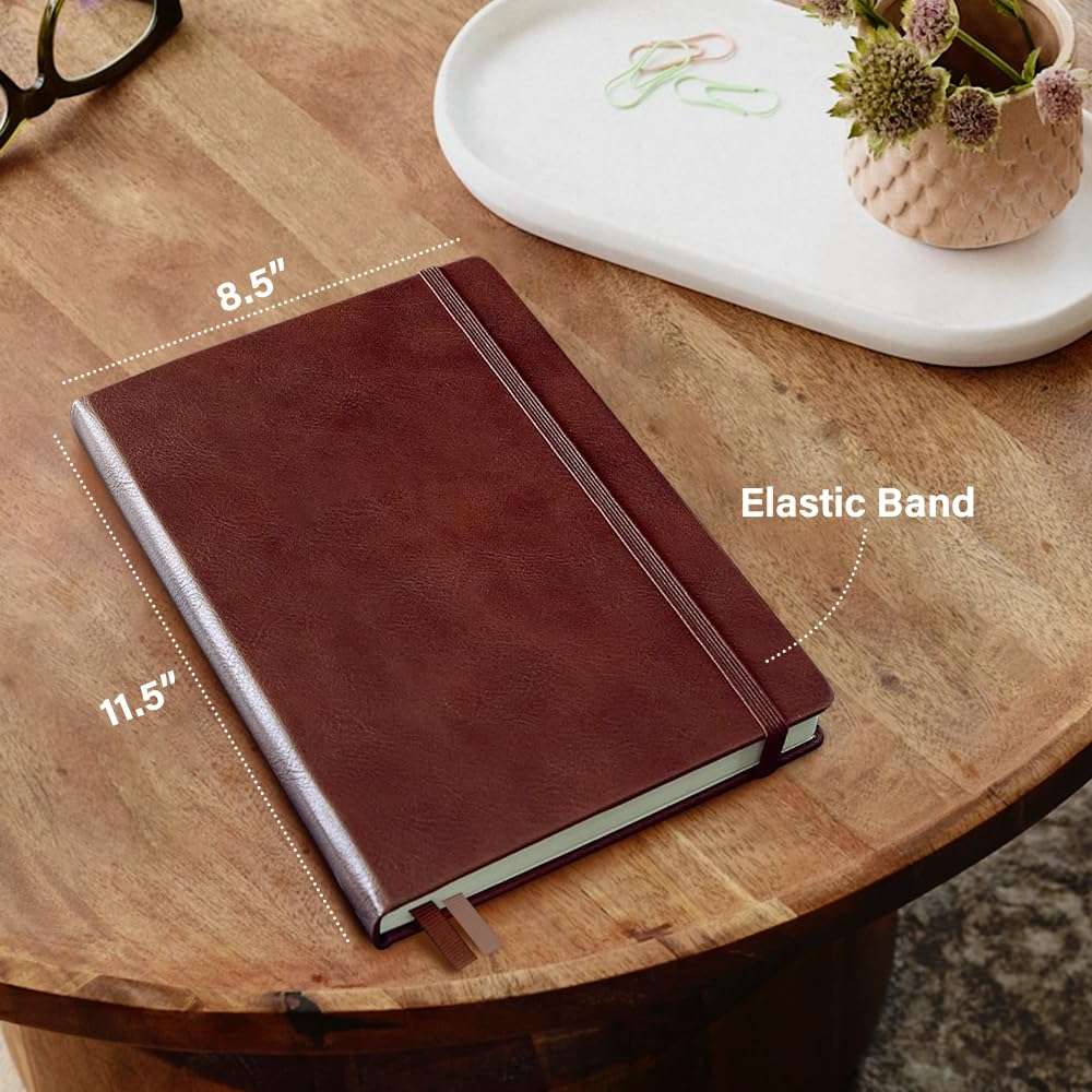 Chestnut Brown A5 Hardcover Vegan Leather Squared Notebook with 120 gsm Graph Cream Paper and Gift Box, 80 Sheets - 2