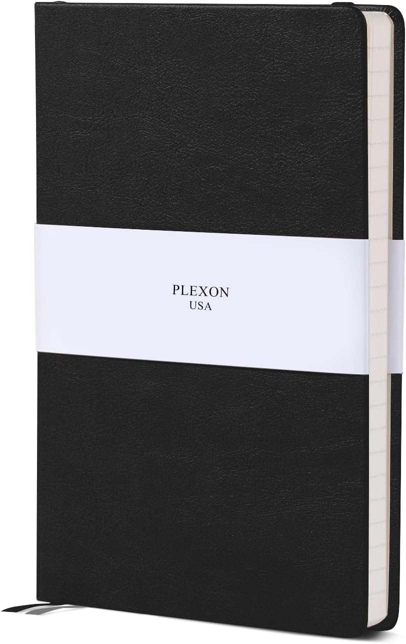 Black A5 Hardcover Vegan Leather Ruled Notebook with 120 gsm Lined Cream Paper and Gift Box, 80 Sheets - 2