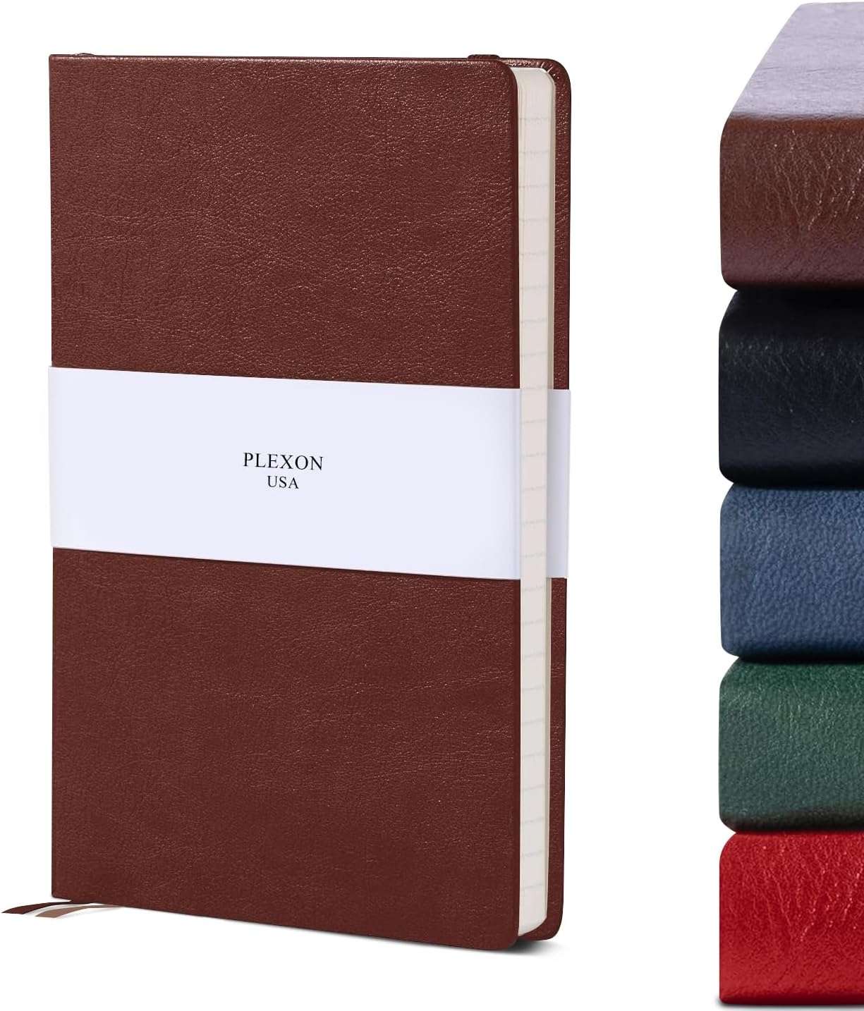 Chestnut Brown A5 Hardcover Vegan Leather Ruled Notebook with 120 gsm Lined Cream Paper and Gift Box, 80 Sheets - 1