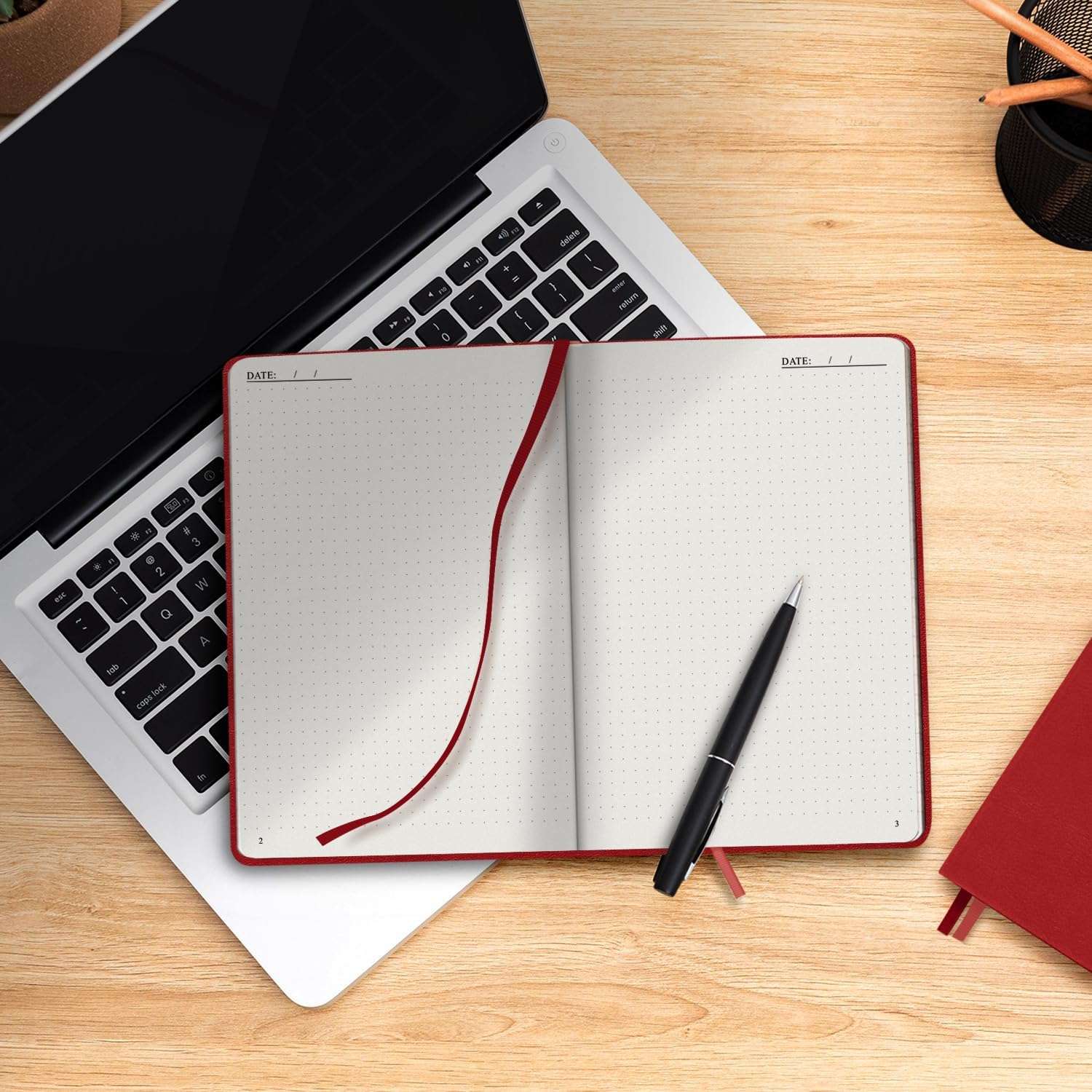 A5 Hardcover Vegan Leather Notebook with 120 gsm Graph Cream Paper and Gift Box, 80 Sheets