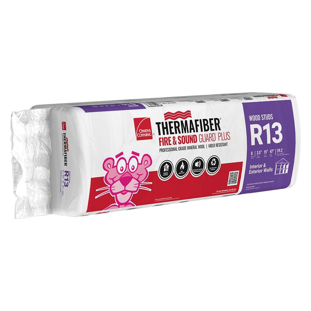 R13 Thermafiber Fire and Sound Guard Plus Mineral Wool Insulation Batt 15 in. x 47 in.