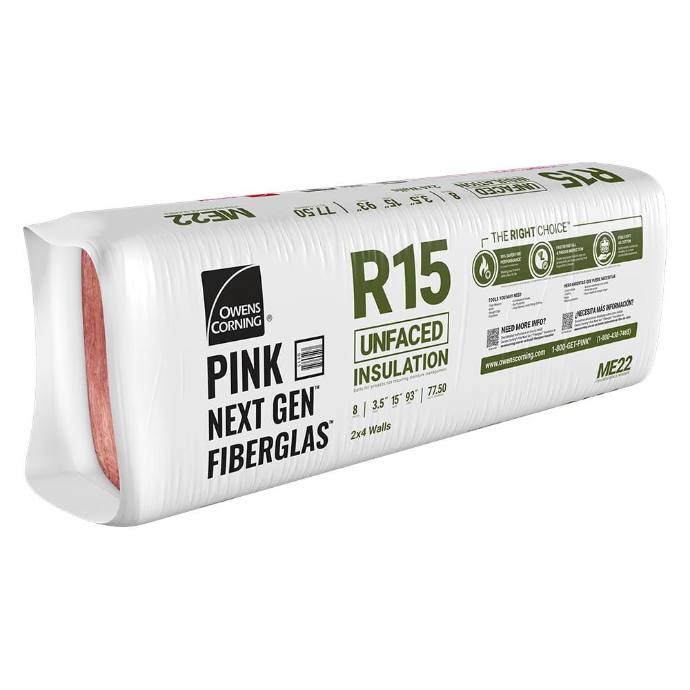 R-15 Unfaced Fiberglass Insulation Batt 15 in. x 93 in. (1 Bag)